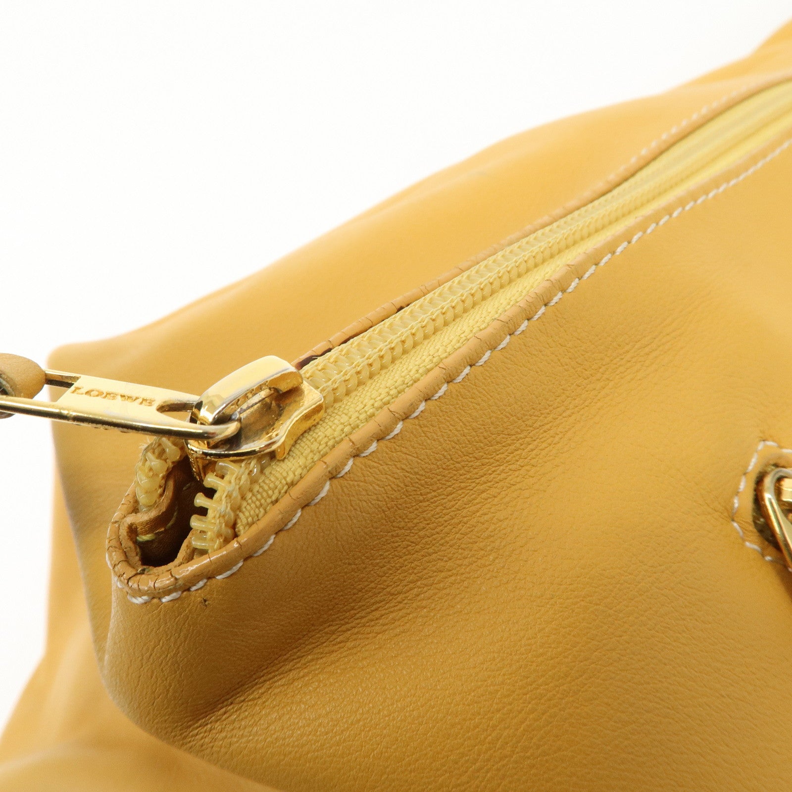 LOEWE Leather Anton Backpack Rucksack Shoulder Bag Yellow Used