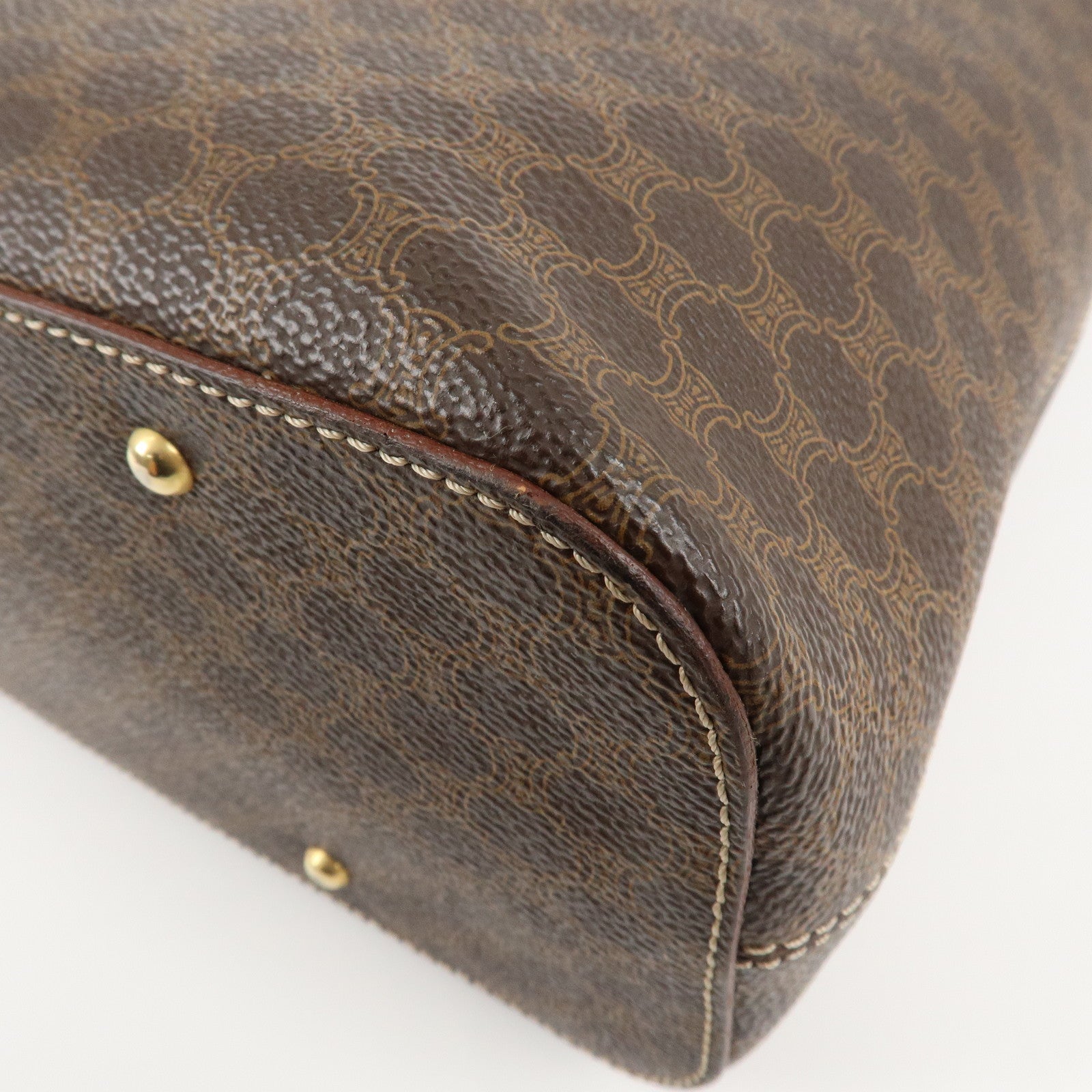 CELINE Macadam PVC Leather Shoulder Bag Hand Bag Brown Used