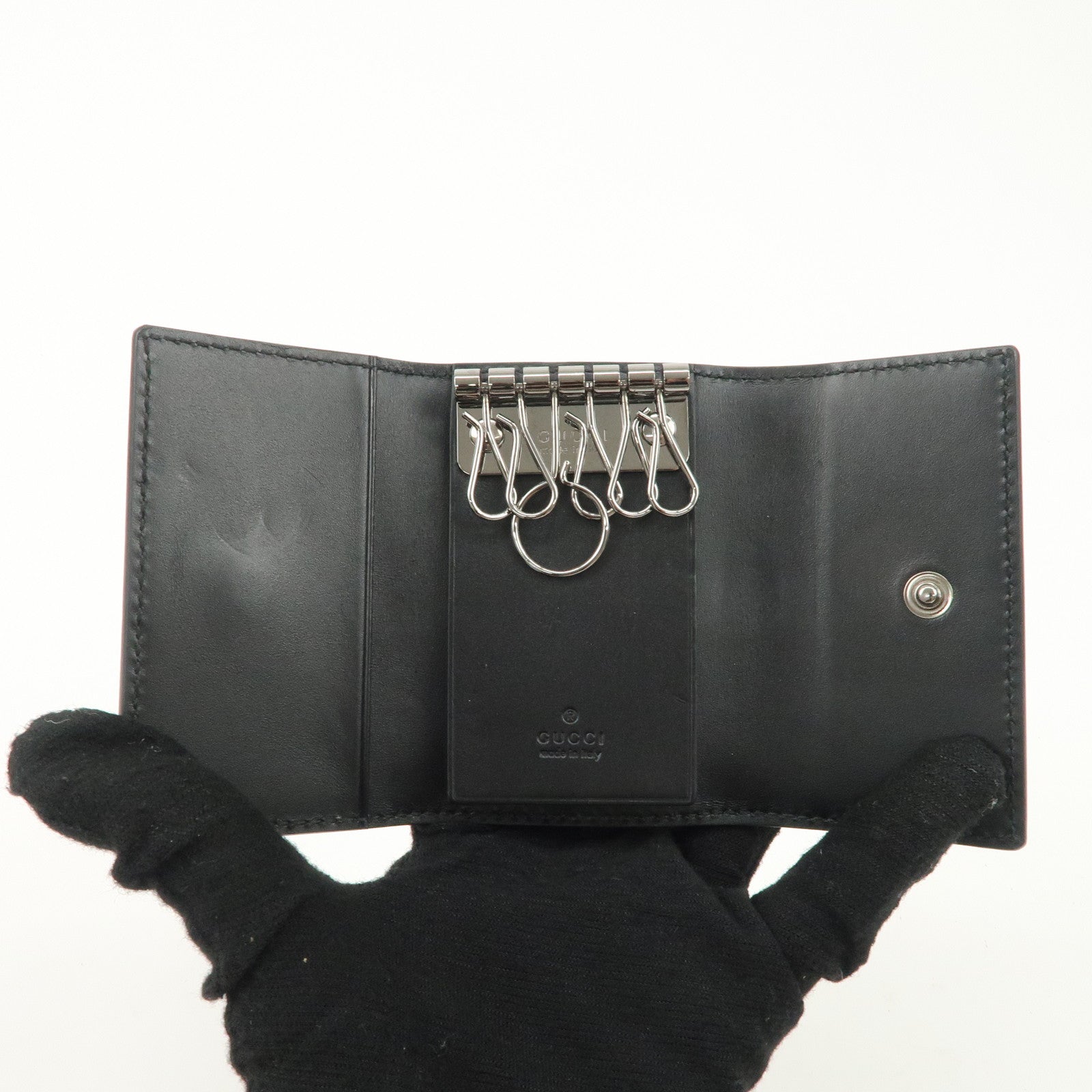 GUCCI Guccissima Leather 6 Rings Key Case Key Holder Black 779824 Used