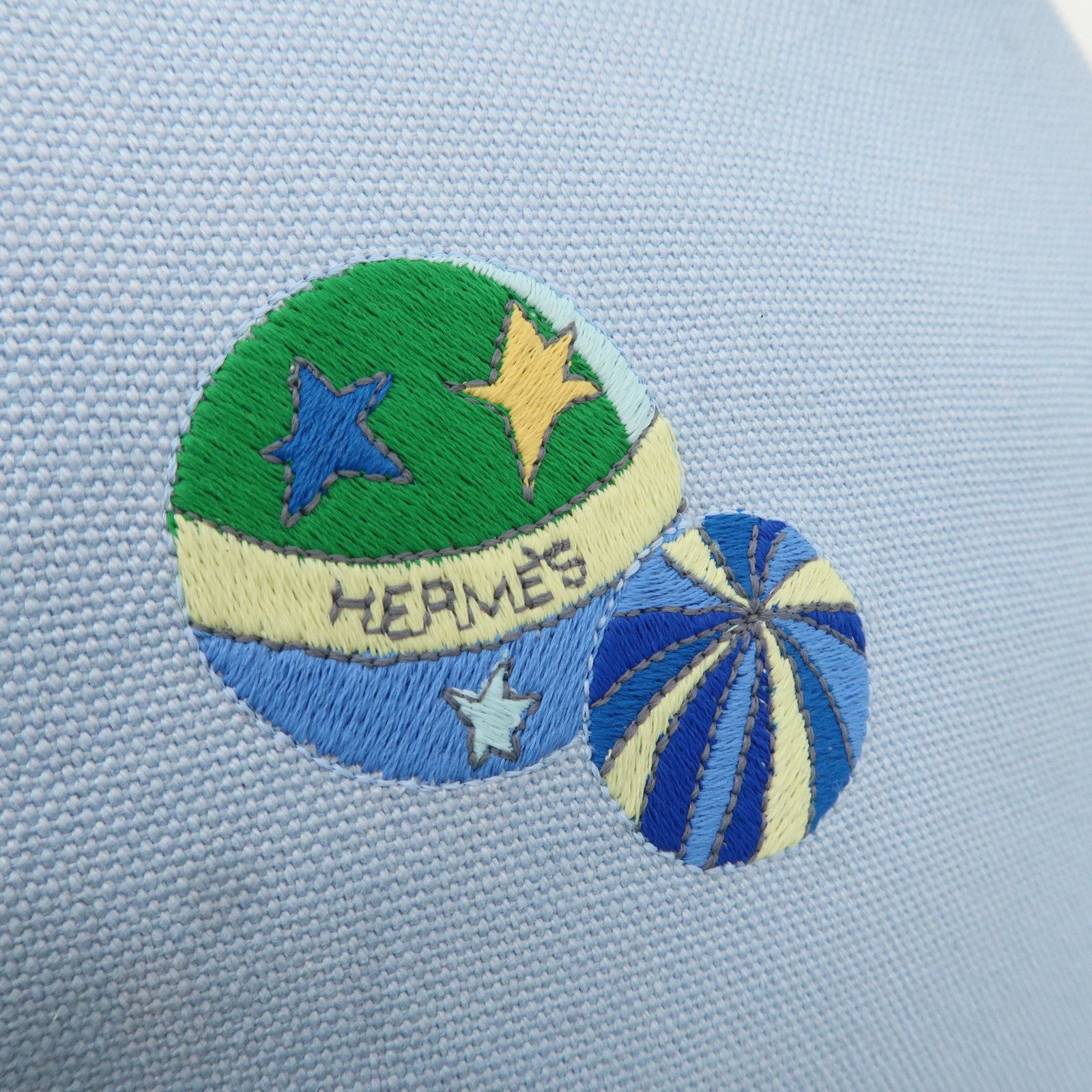 HERMES Circus Sakarecre Cotton Canvas Shoulder Bag Light Blue Used