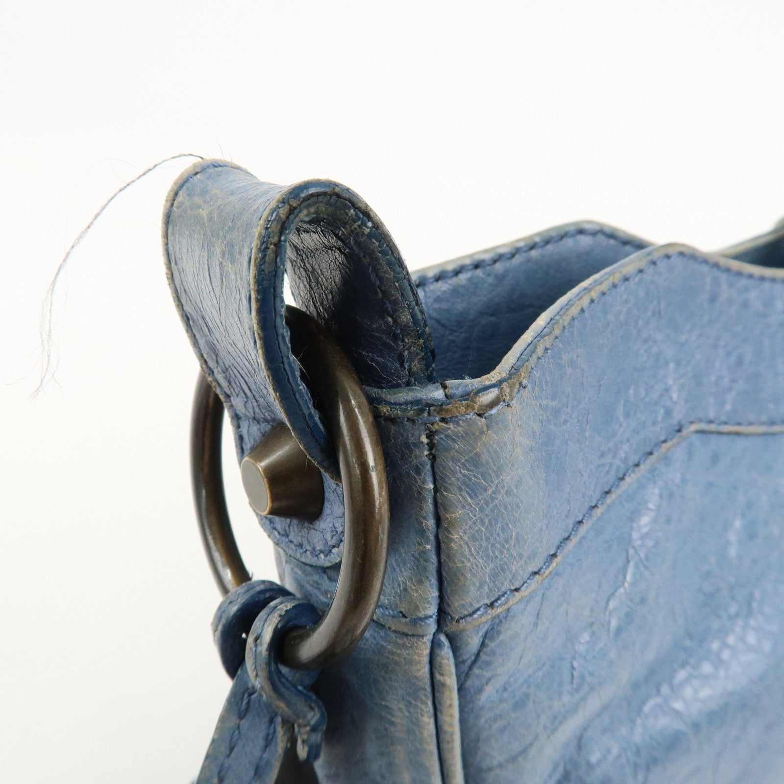 BALENCIAGA The Hip Leather Shoulder Bag Hand Bag Blue 242803 Used