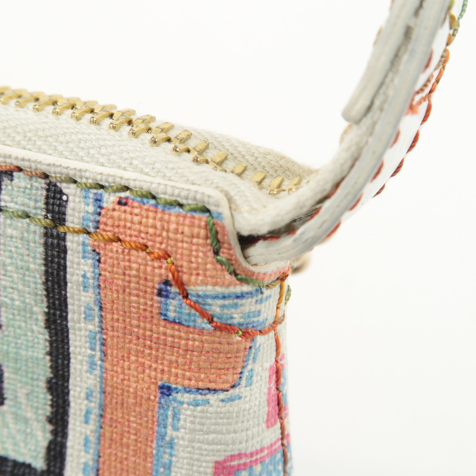 FENDI Zucca Print PVC Chain Accessory Pouch Multicolor 8BR592 Used