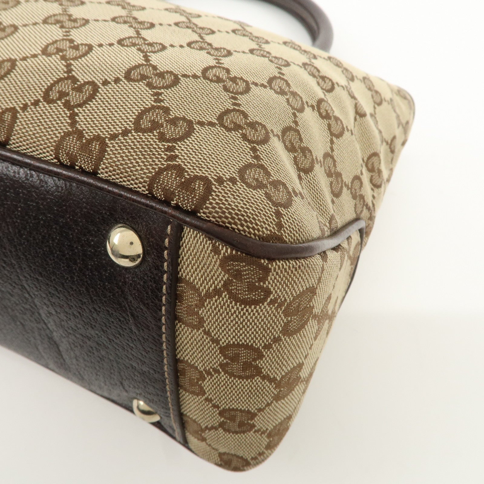 GUCCI Sherry GG Canvas Leather Tote Bag Beige Brown 161717 Used