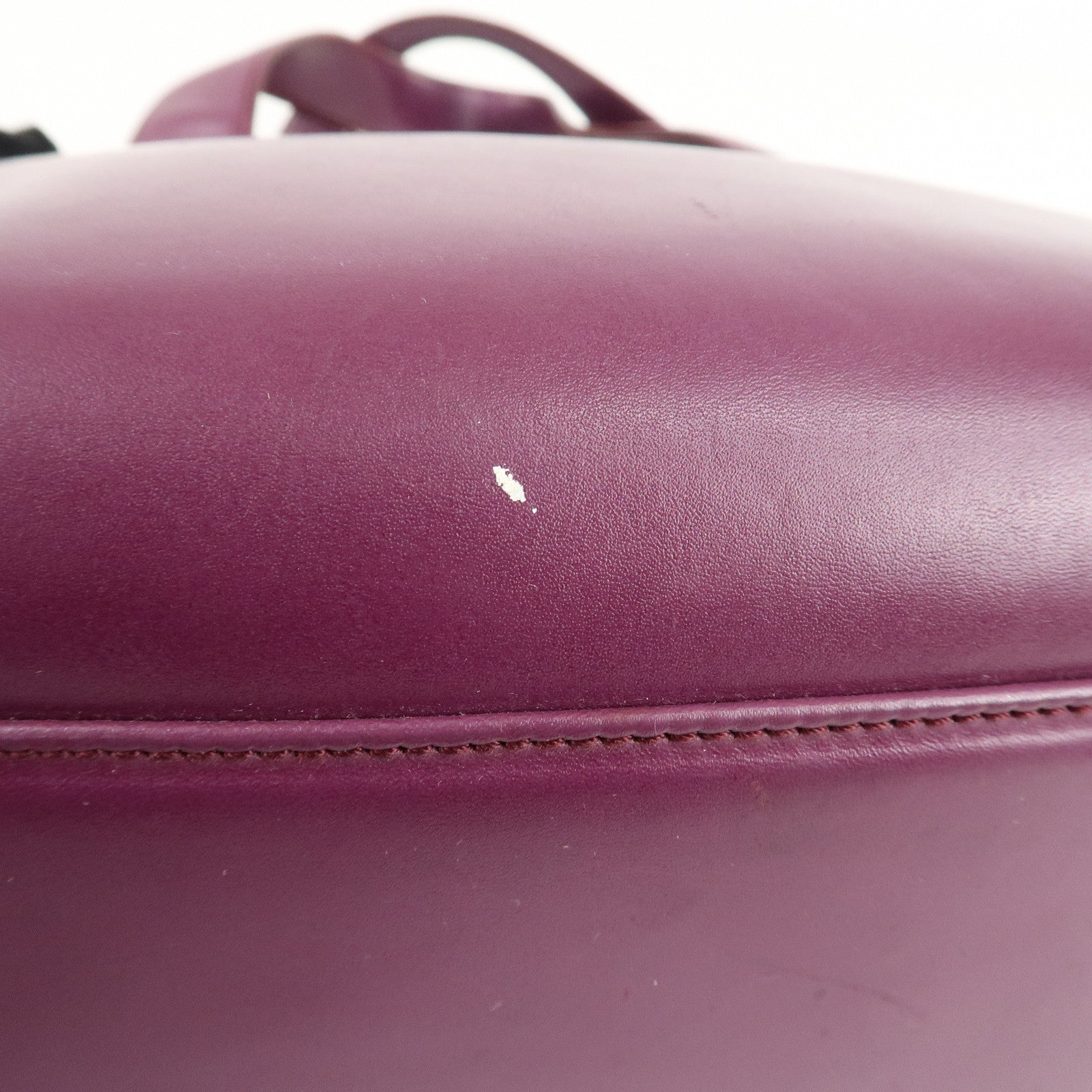 PRADA Leather Tote Bag Hand Bag Purple Antique Black HDW Used