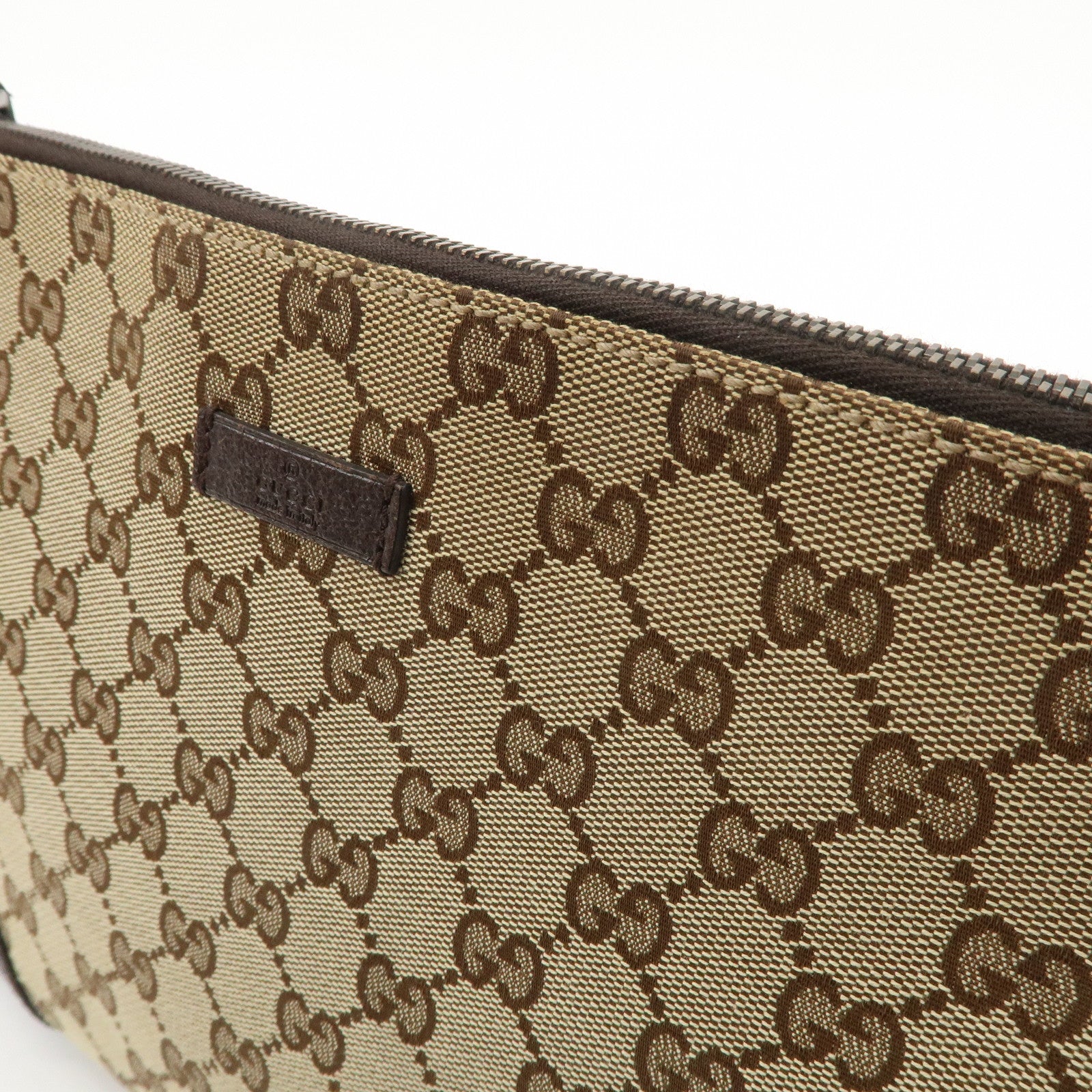 GUCCI GG Canvas Leather Shoulder Bag Beige Brown 114273 Used