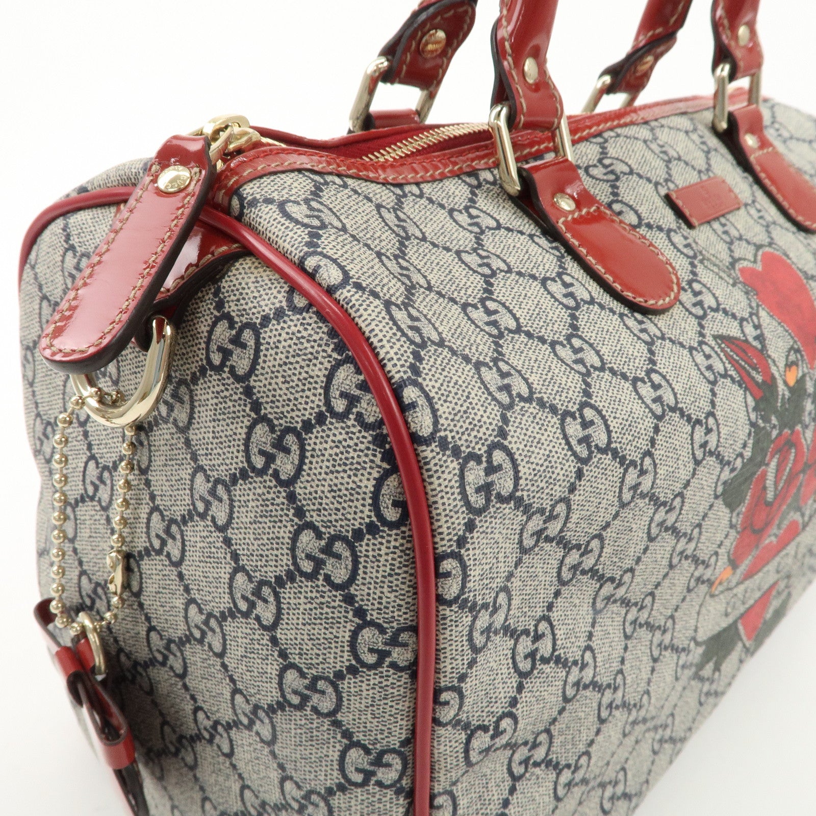 GUCCI JOY Line GG Supreme Patent Leather Boston Bag 189895 Used
