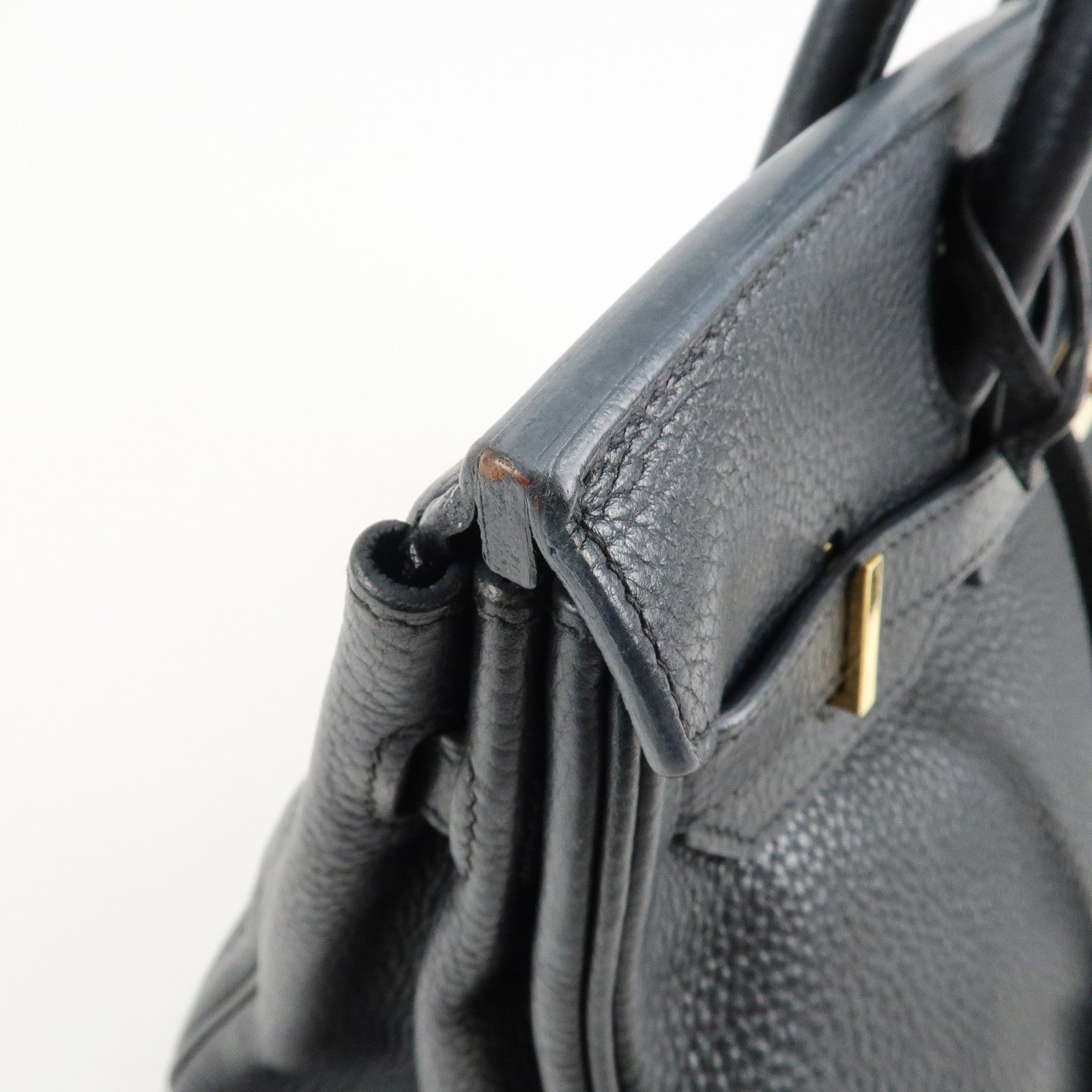 HERMES Taurillon Clemence Birkin 30 M stamped Black Gold Used