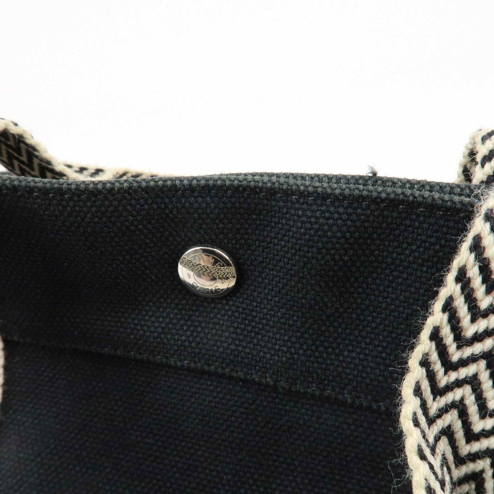 HERMES Canvas Cannes PM Tote Hand Bag Black Used