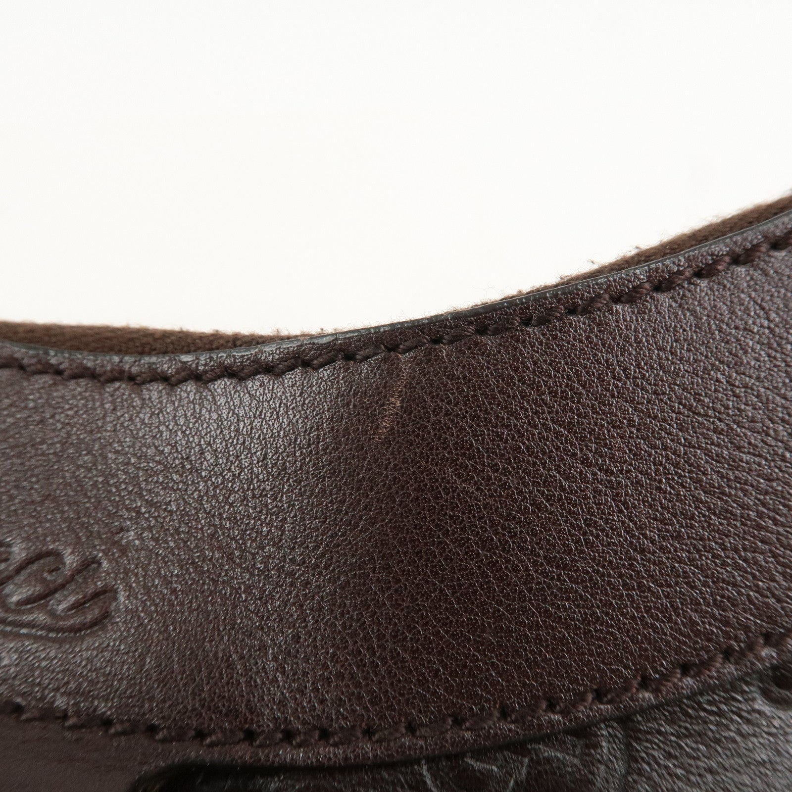 GUCCI Abbey Guccissima Leather Shoulder Bag Dark Brown 190525 Used