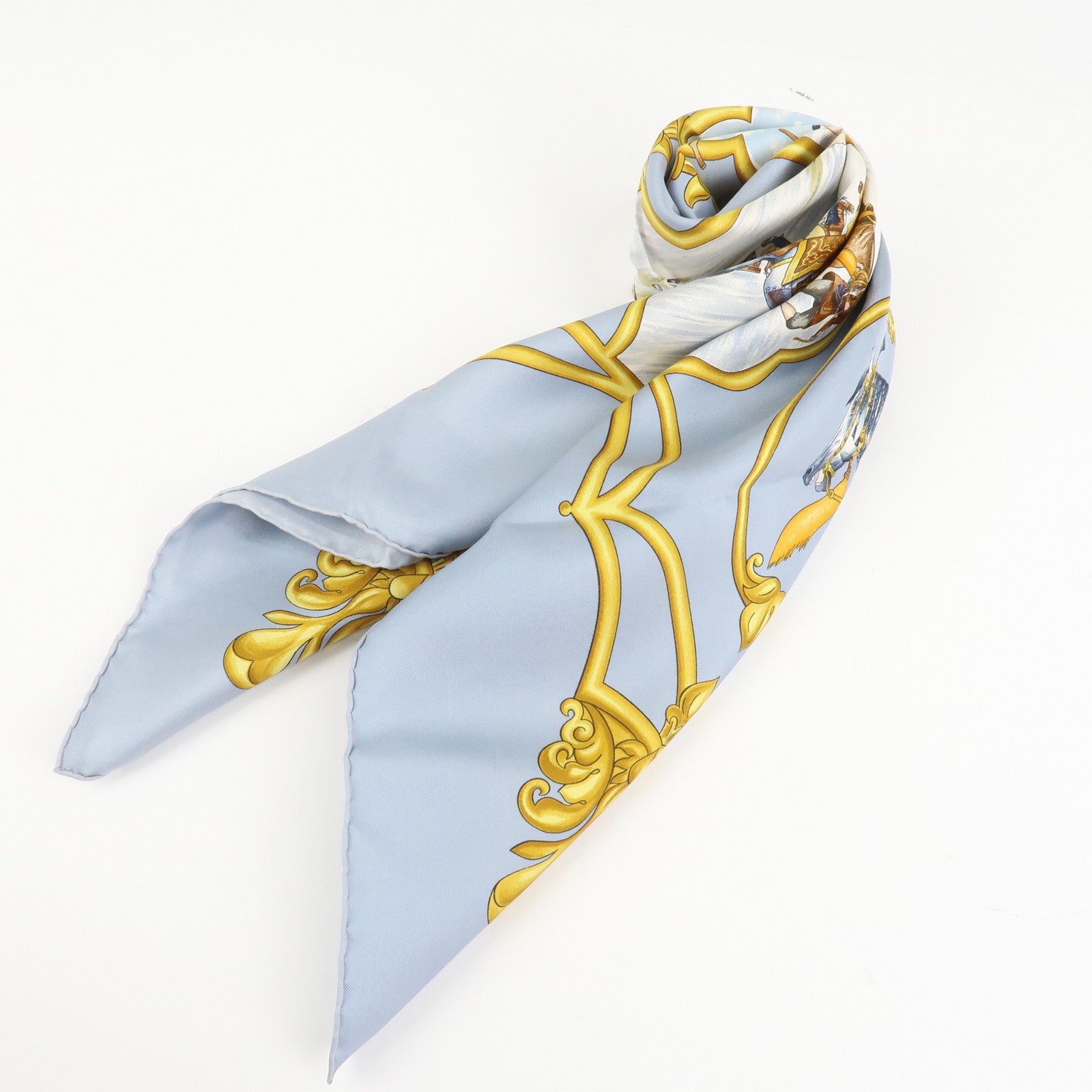HERMES Carre 90 Silk 100% Scarf Les Chevaux Des Moghols Used