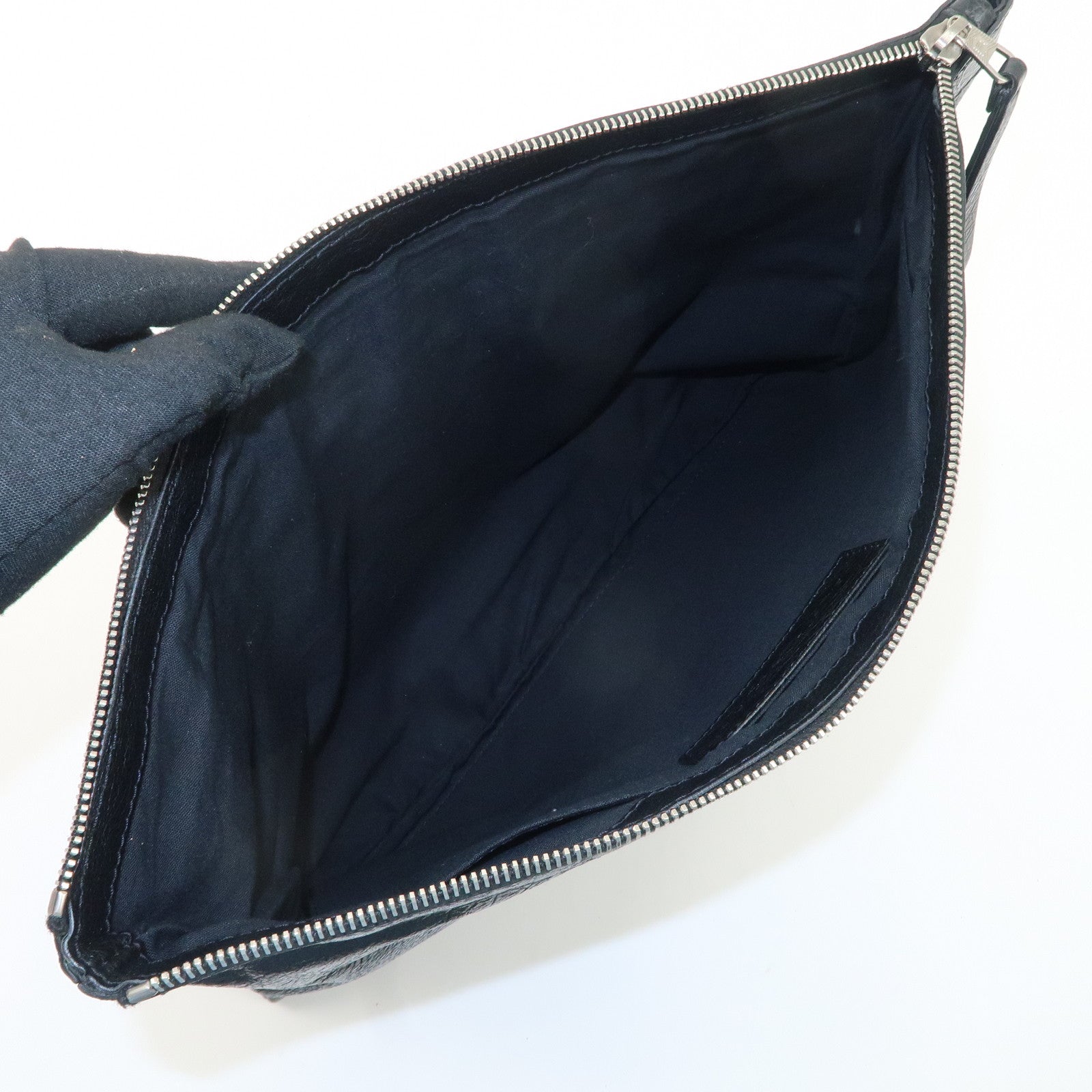 BALENCIAGA Leather Classic Clip L Clutch Bag Black 273023 Used