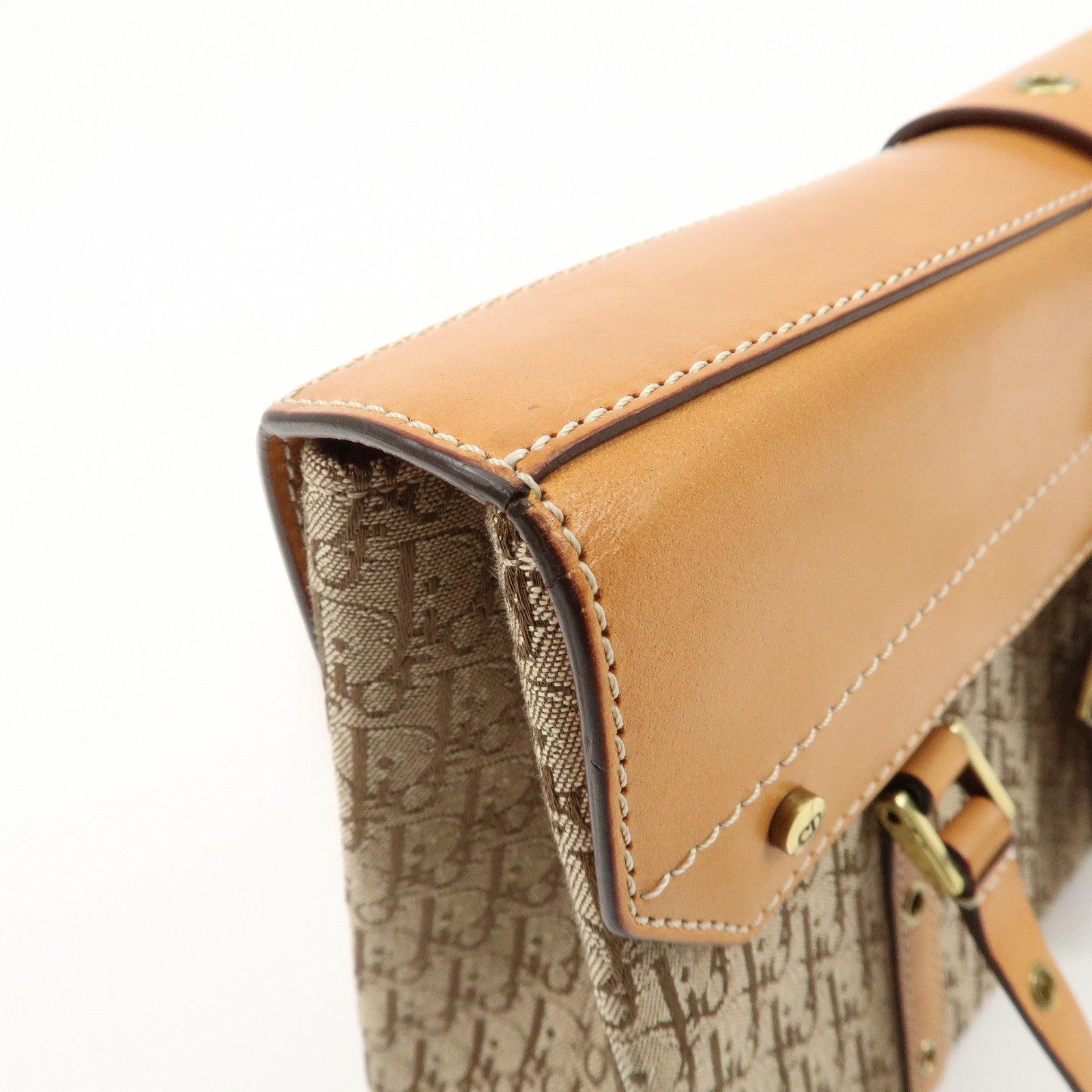 Christian Dior Trotter Street Chic Canvas Leather Shoulder Bag Used