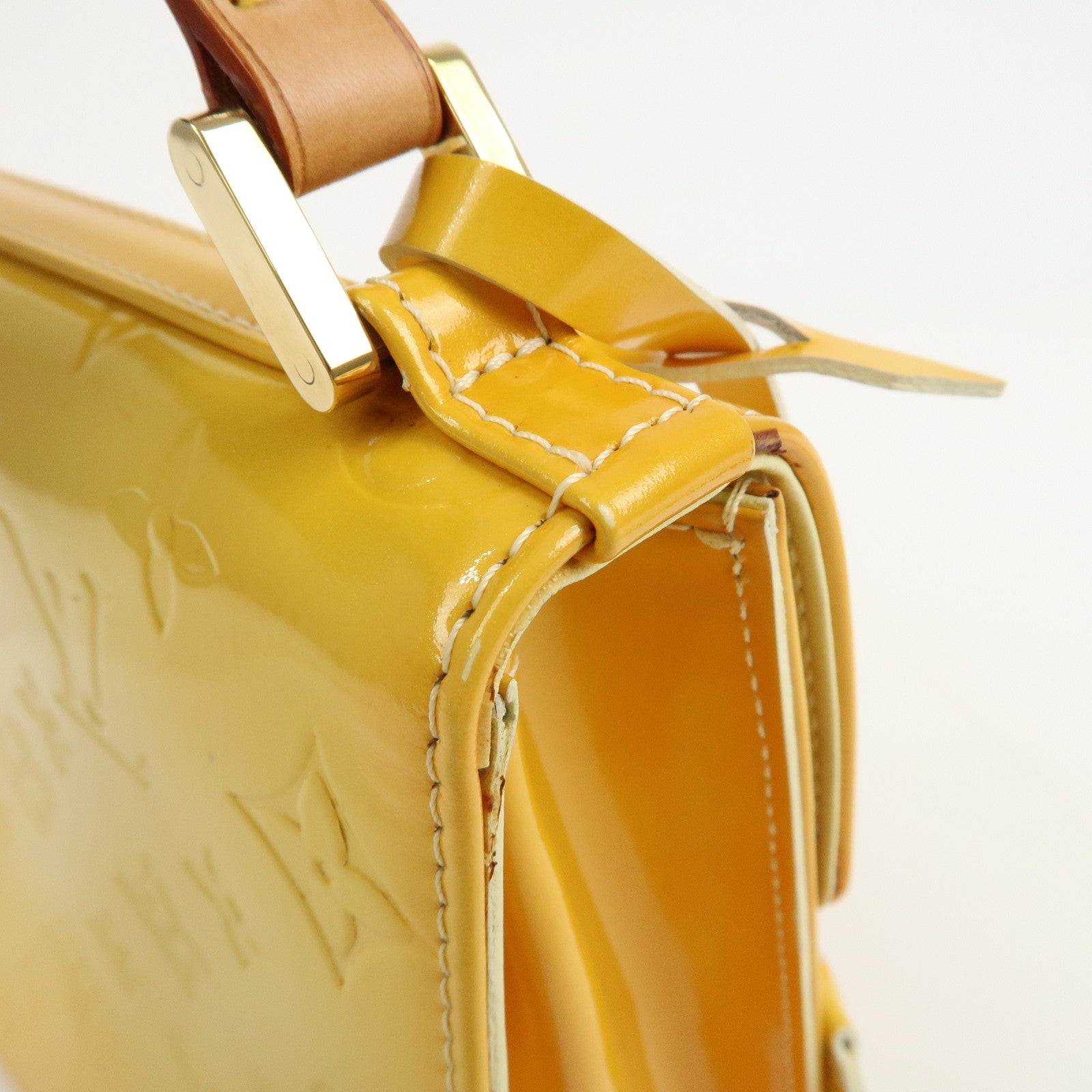 Louis Vuitton Vernis Spring Street Hand Bag LimeYellow M91068 Used