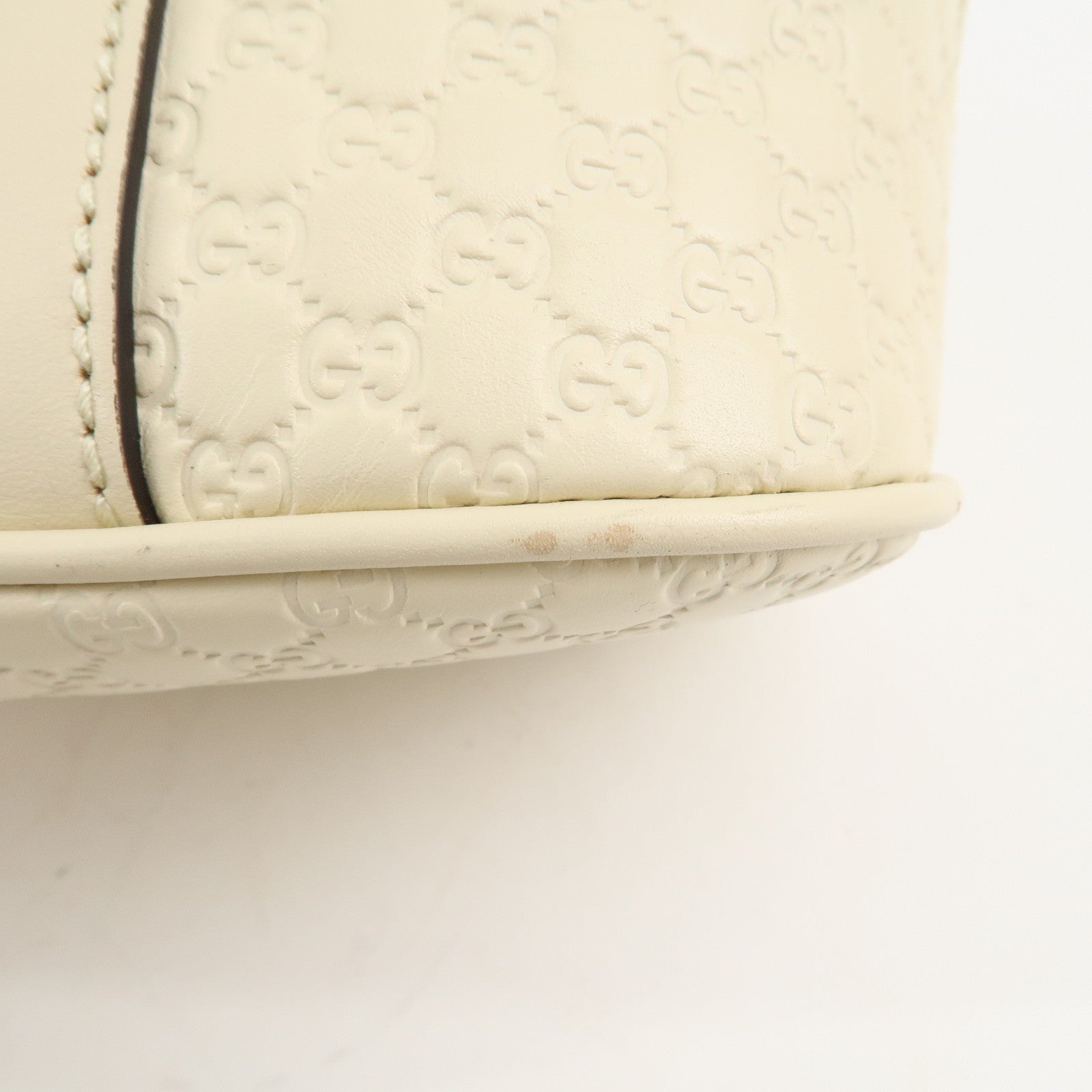 GUCCI Micro Guccissima Leather 2WAY Bag Hand Bag Ivory 449654 Used