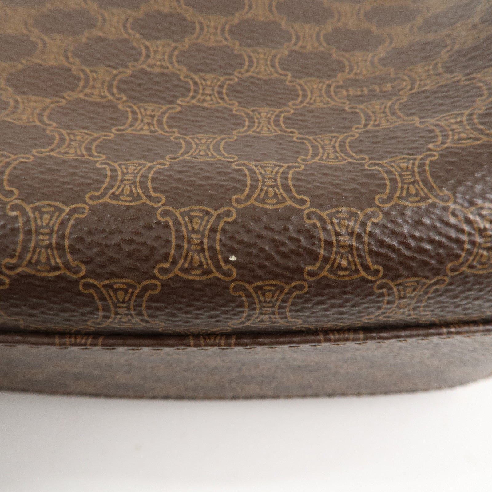 CELINE Macadam PVC Leather 2 Way Boston Bag Hand Bag Brown Used