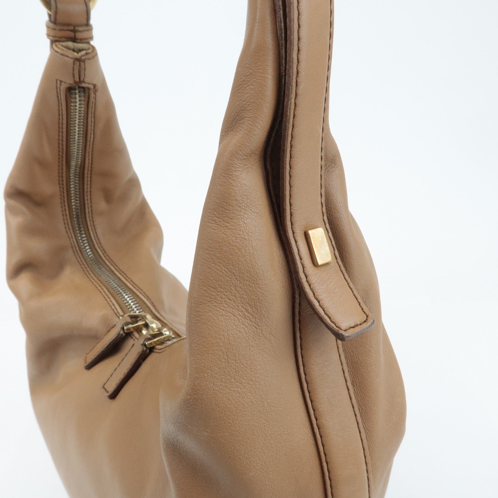 GUCCI Leather One Shoulder Bag Beige 001.4288 Used