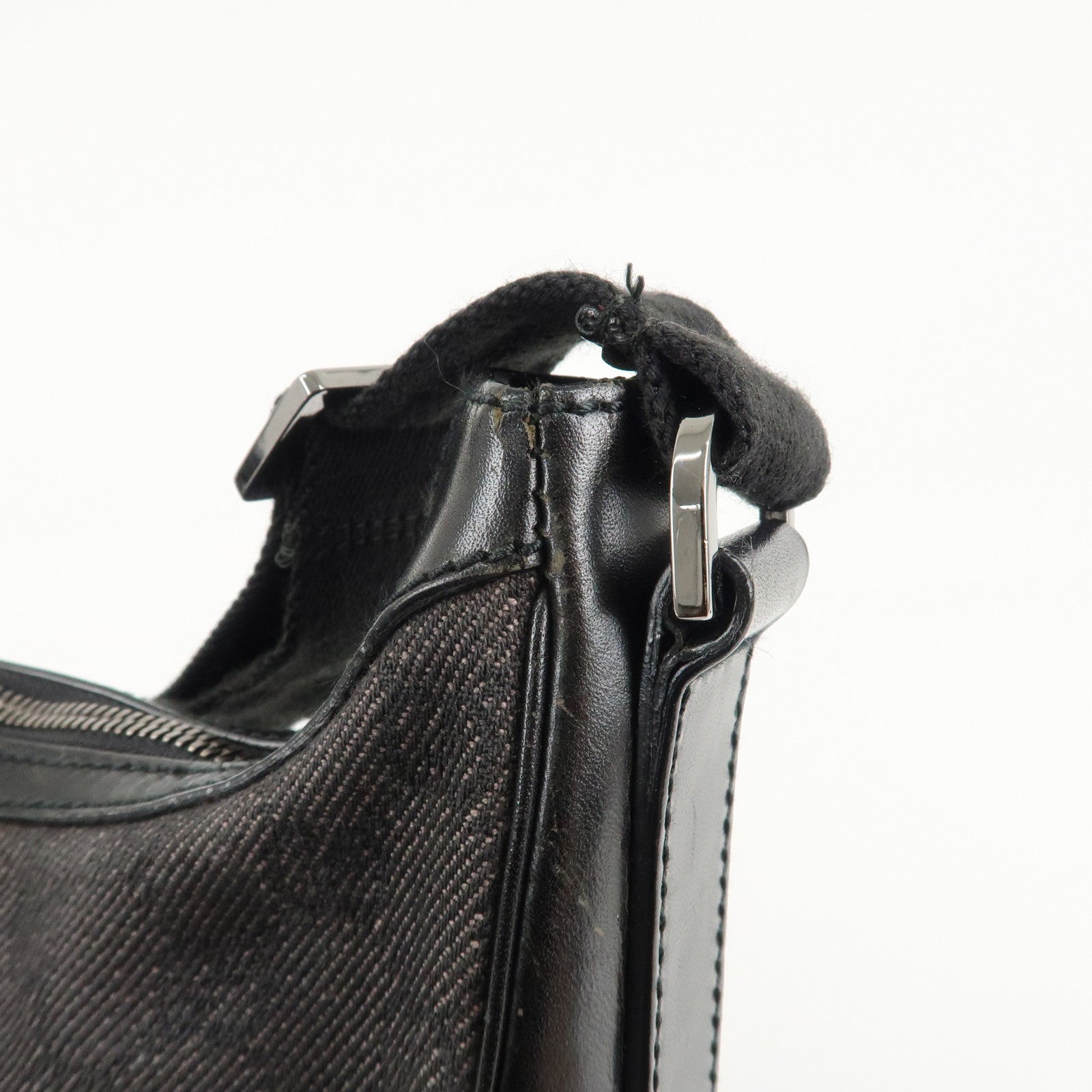 GUCCI GG Denim Leather Shoulder Bag Dark Brown 101682 Used