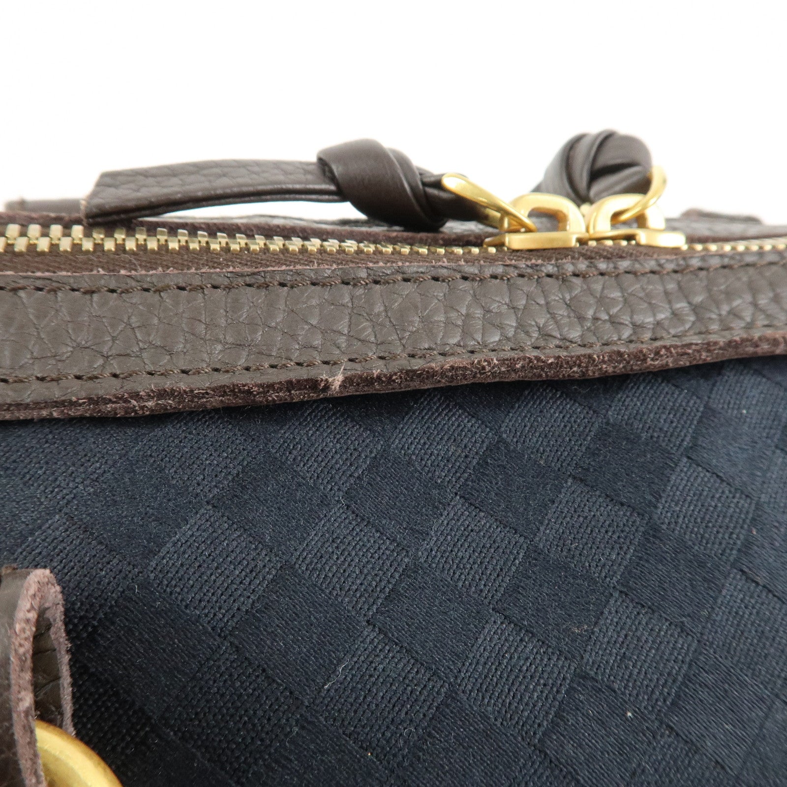 BOTTEGA VENETA Intrecciato Canvas Leather Mini Boston Bag 142470 Used