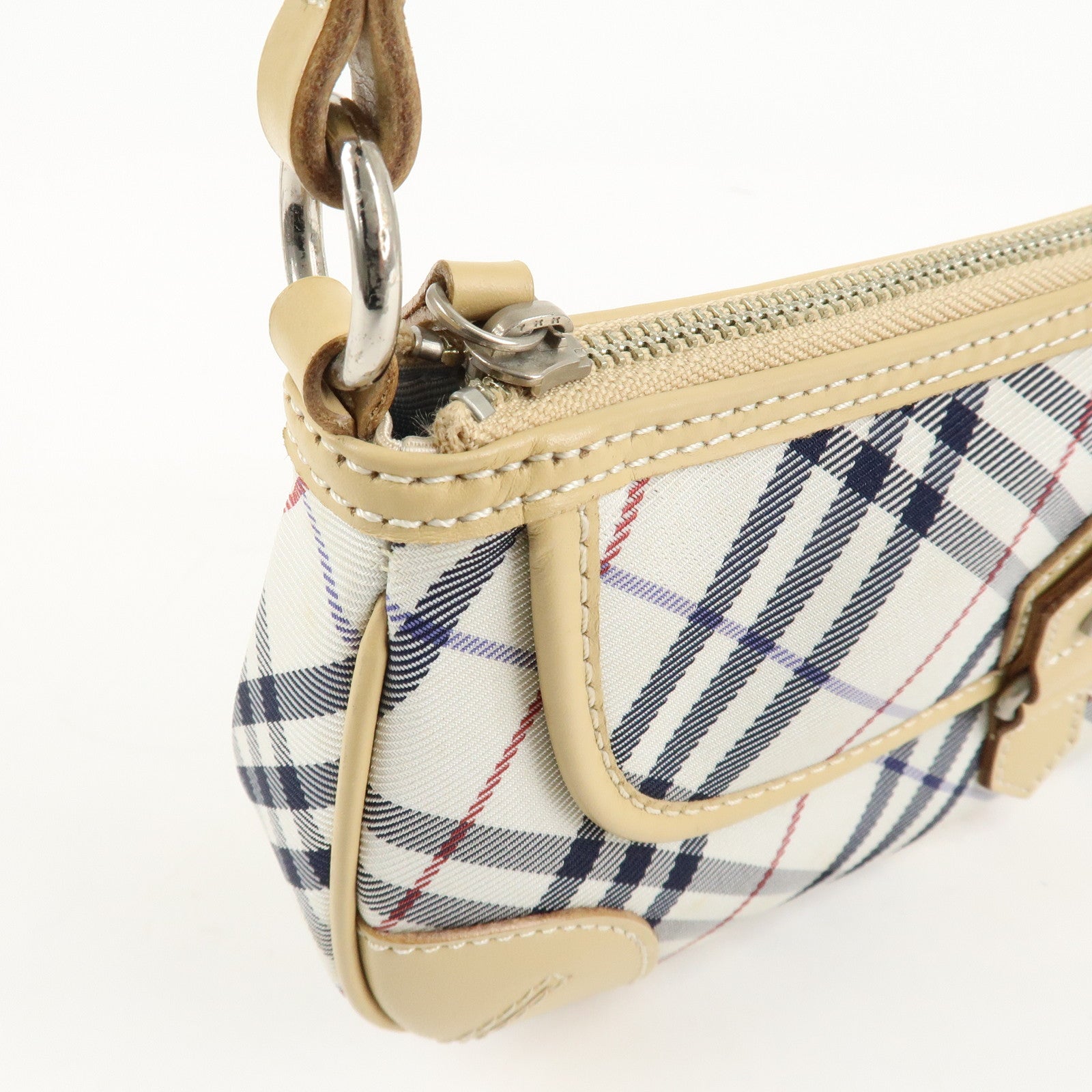 BURBERRY London Canvas Leather Nova Plaid Shoulder Bag Beige Ivory Used