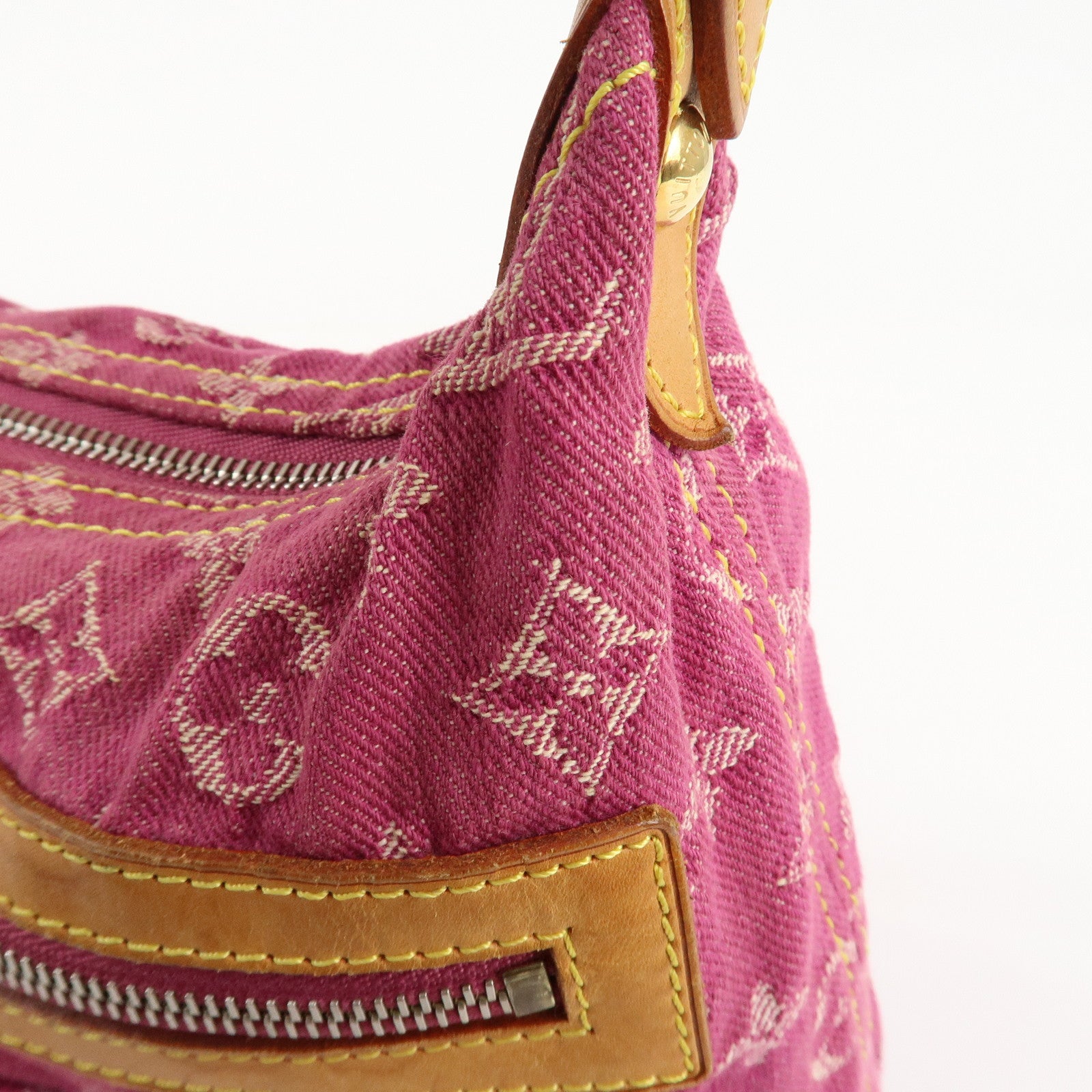 Louis Vuitton Monogram Denim Baggy PM Shoulder Bag Fuchsia M95212 Used