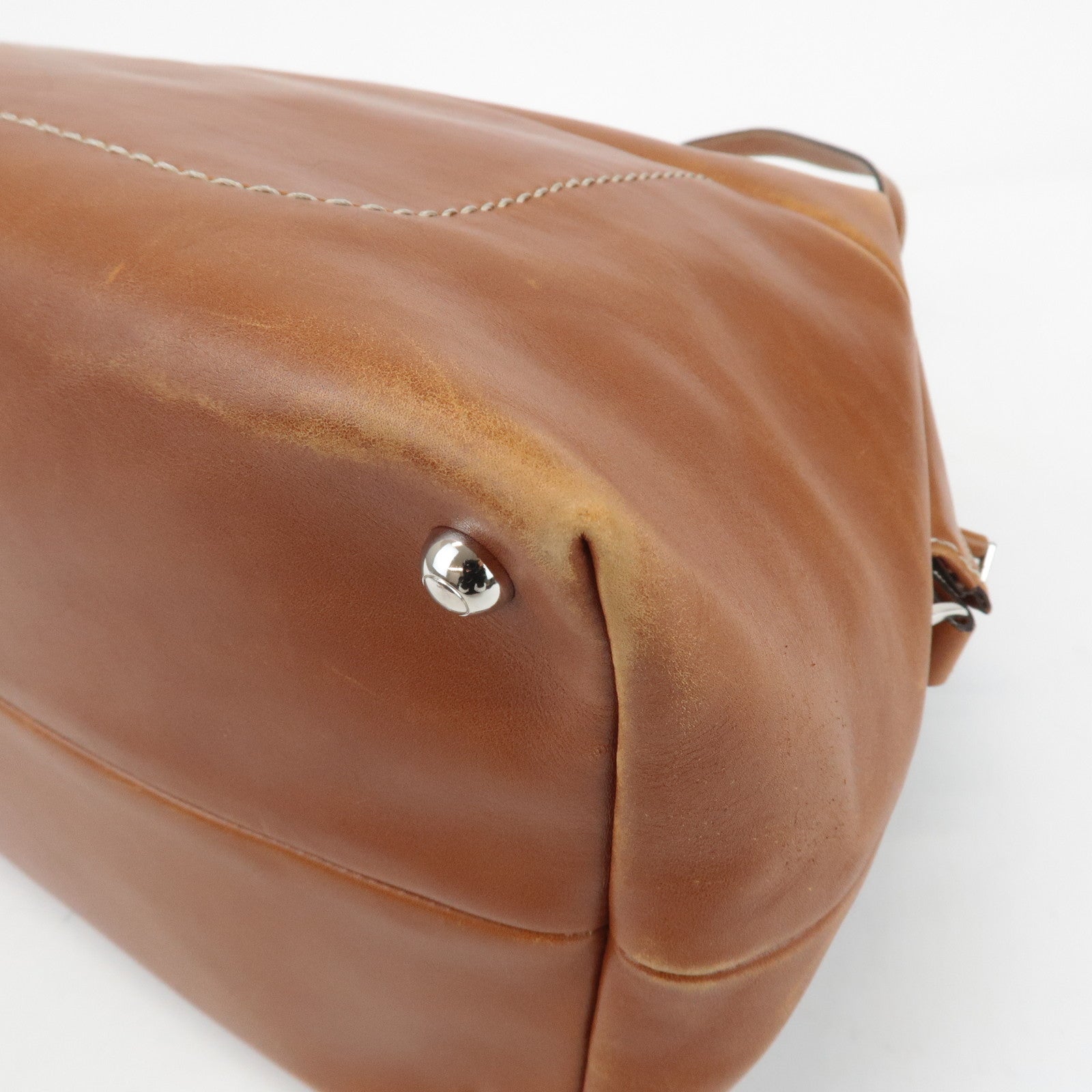 TOD'S Leather 2Way Bag Hand Bag Brown Used