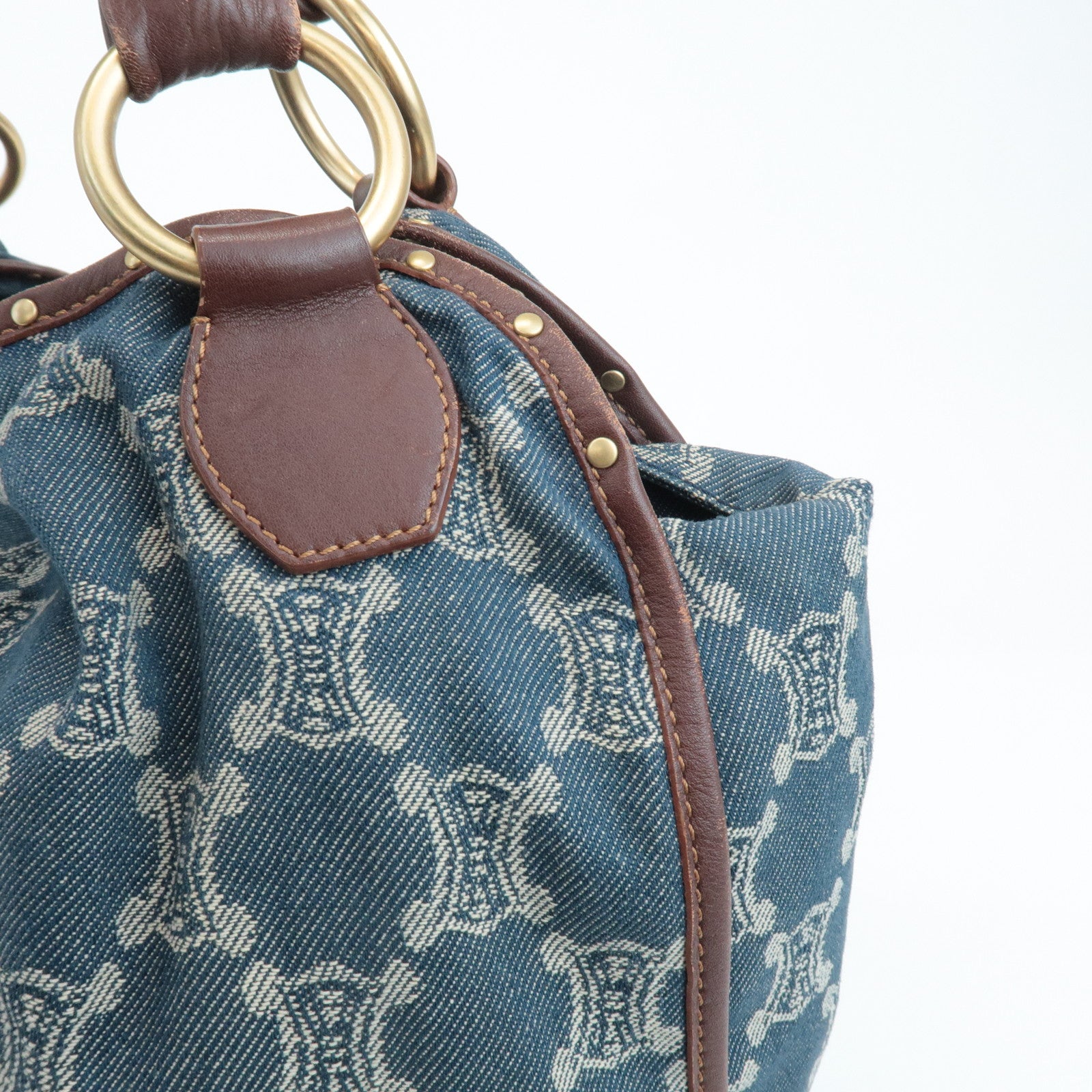 CELINE Macadam Denim Leather Bitter Sweet Shoulder Bag Used