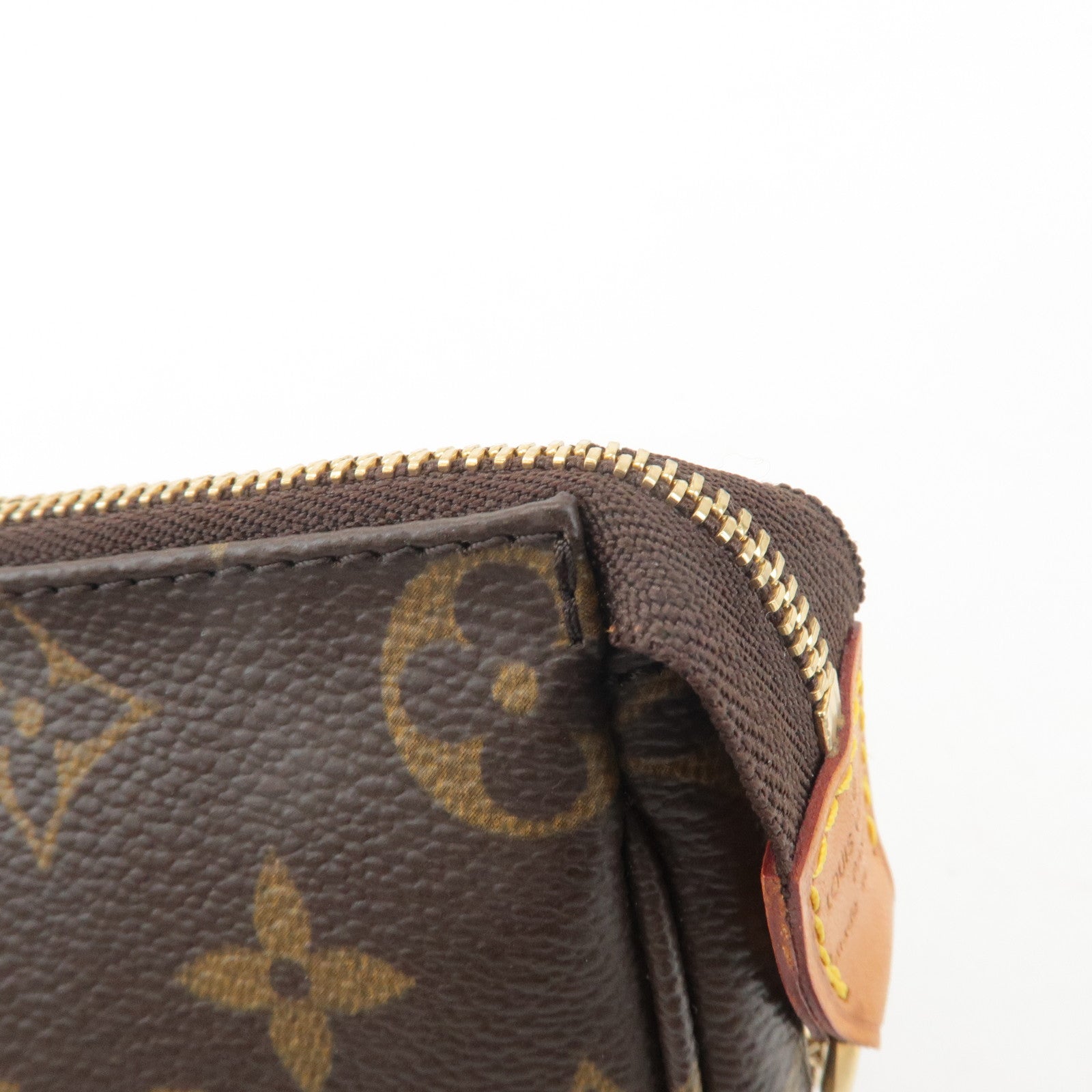 Louis Vuitton Bucket PM Pouch Hand Bag Brown Gold Hardware Used