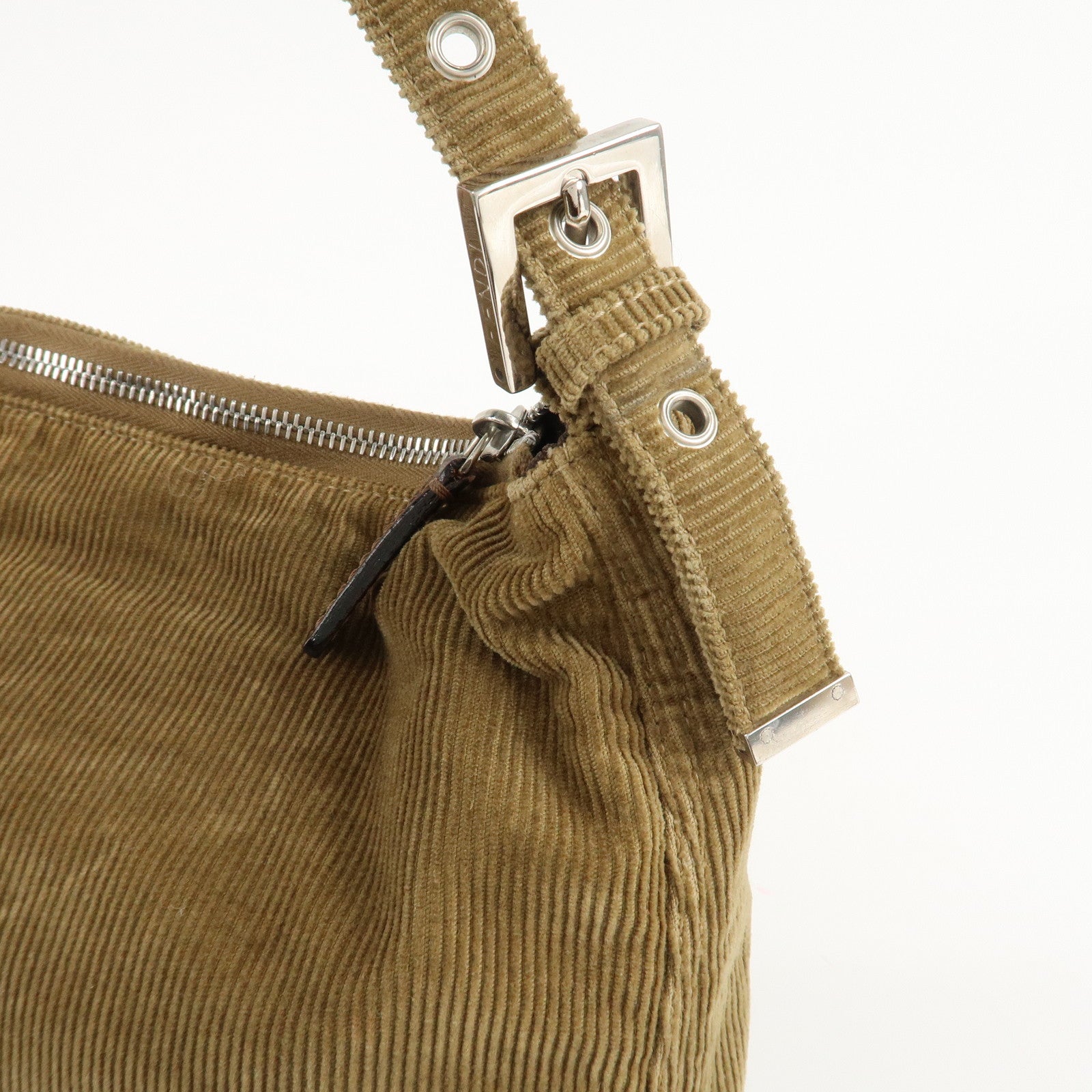 FENDI Corduroy Shoulder Bag Hand Bag Brown Used