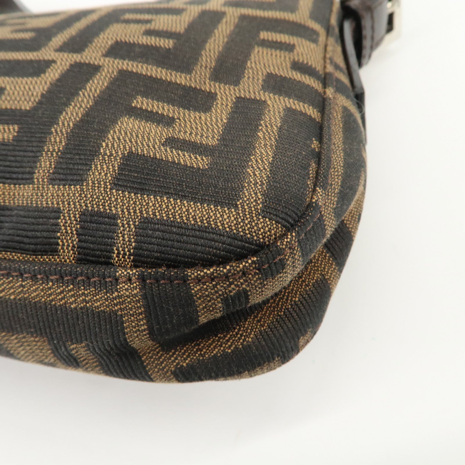 FENDI Mamma Baguette Zucca Canvas Leather Shoulder Bag 26424 Used