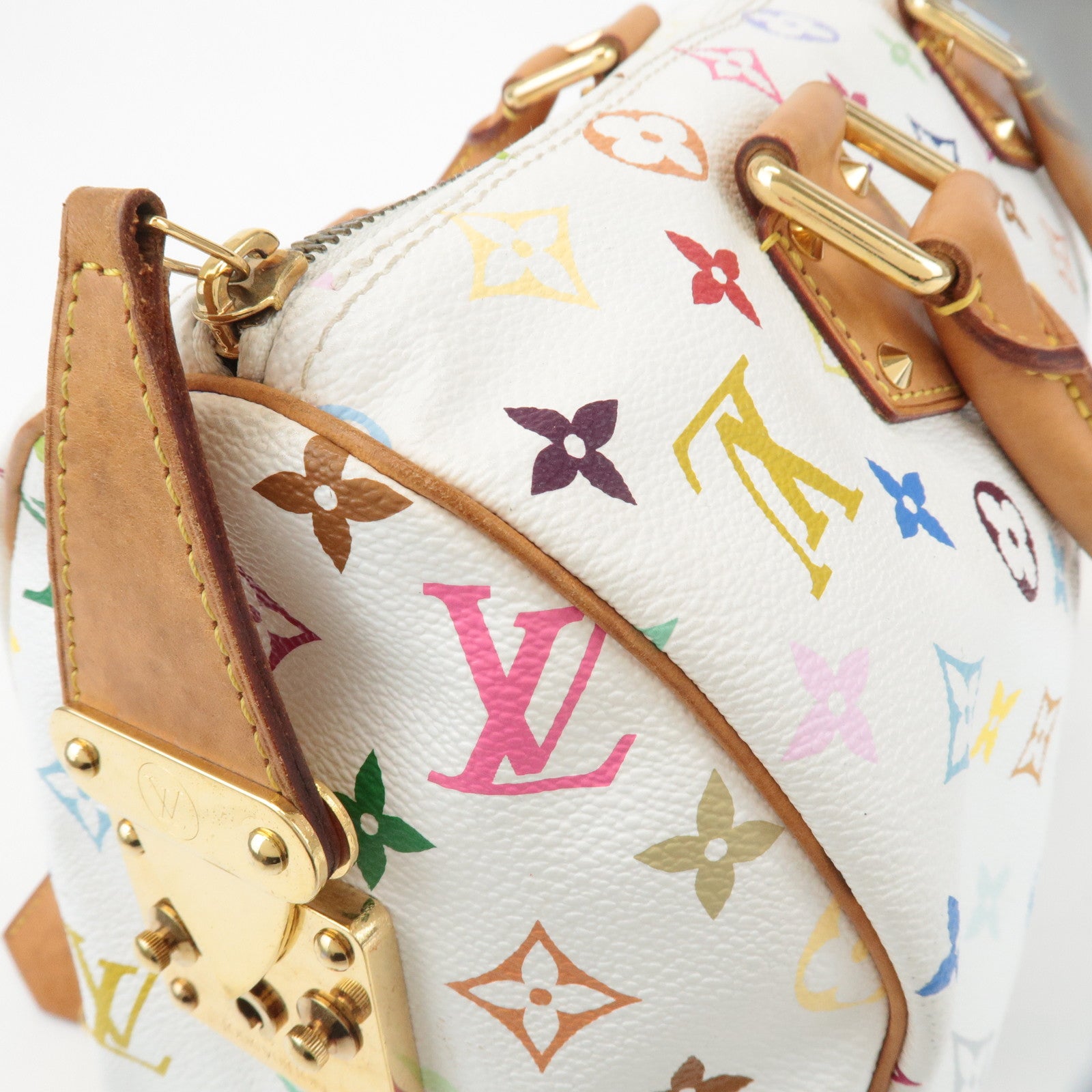 Louis Vuitton Monogram Multicolor Speedy 30 Hand Bag Blanc M92642 Used