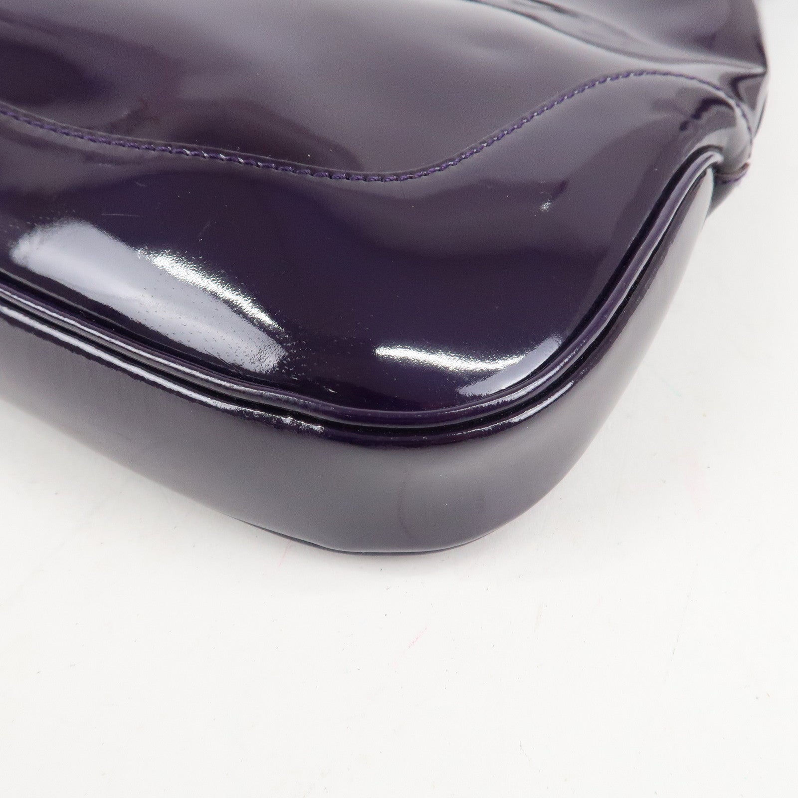 GUCCI Jackie Patent Leather Shoulder Bag Purple 001.3306 Used