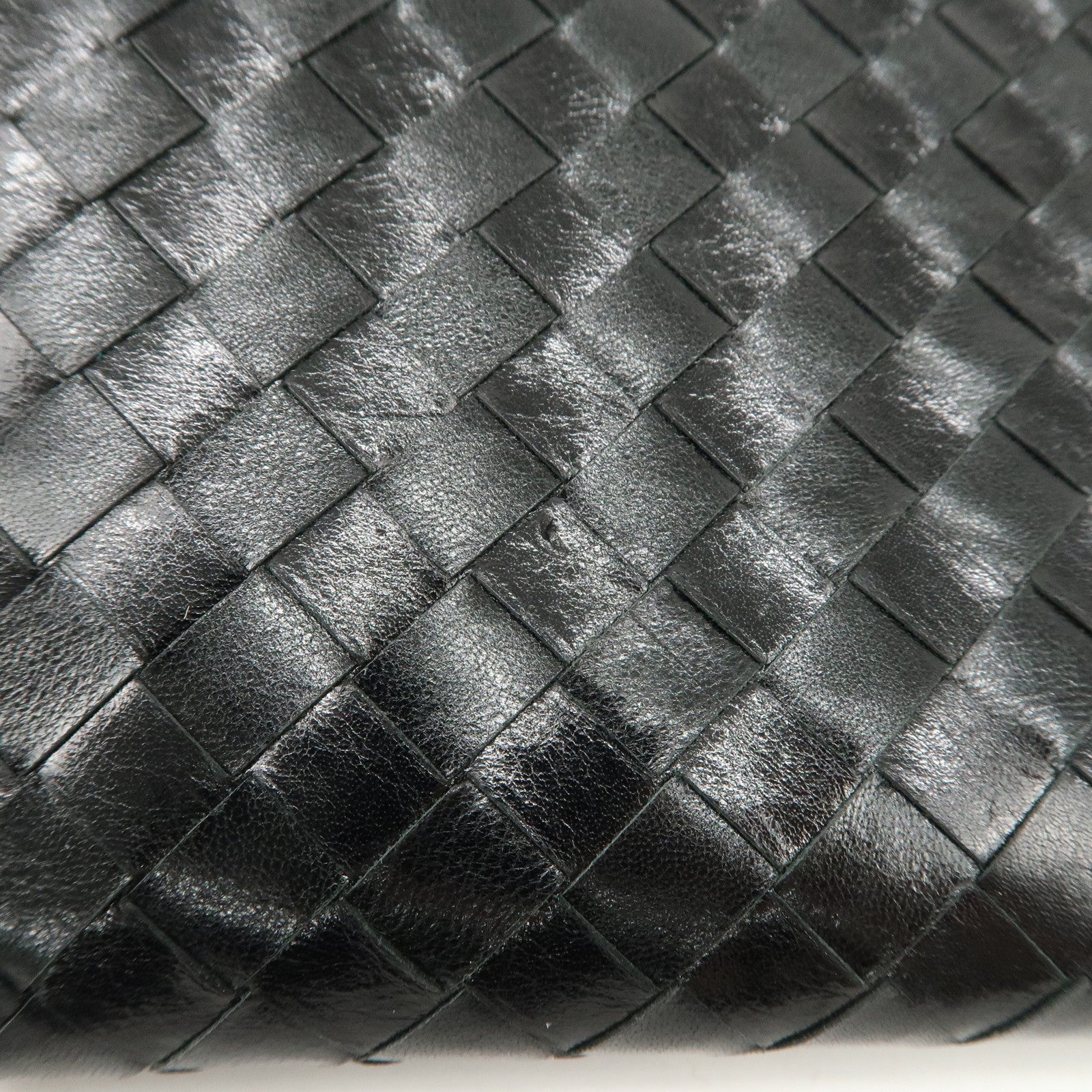 BOTTEGA VENETA Intrecciato Leather W Hook Bifold Wallet Black Used