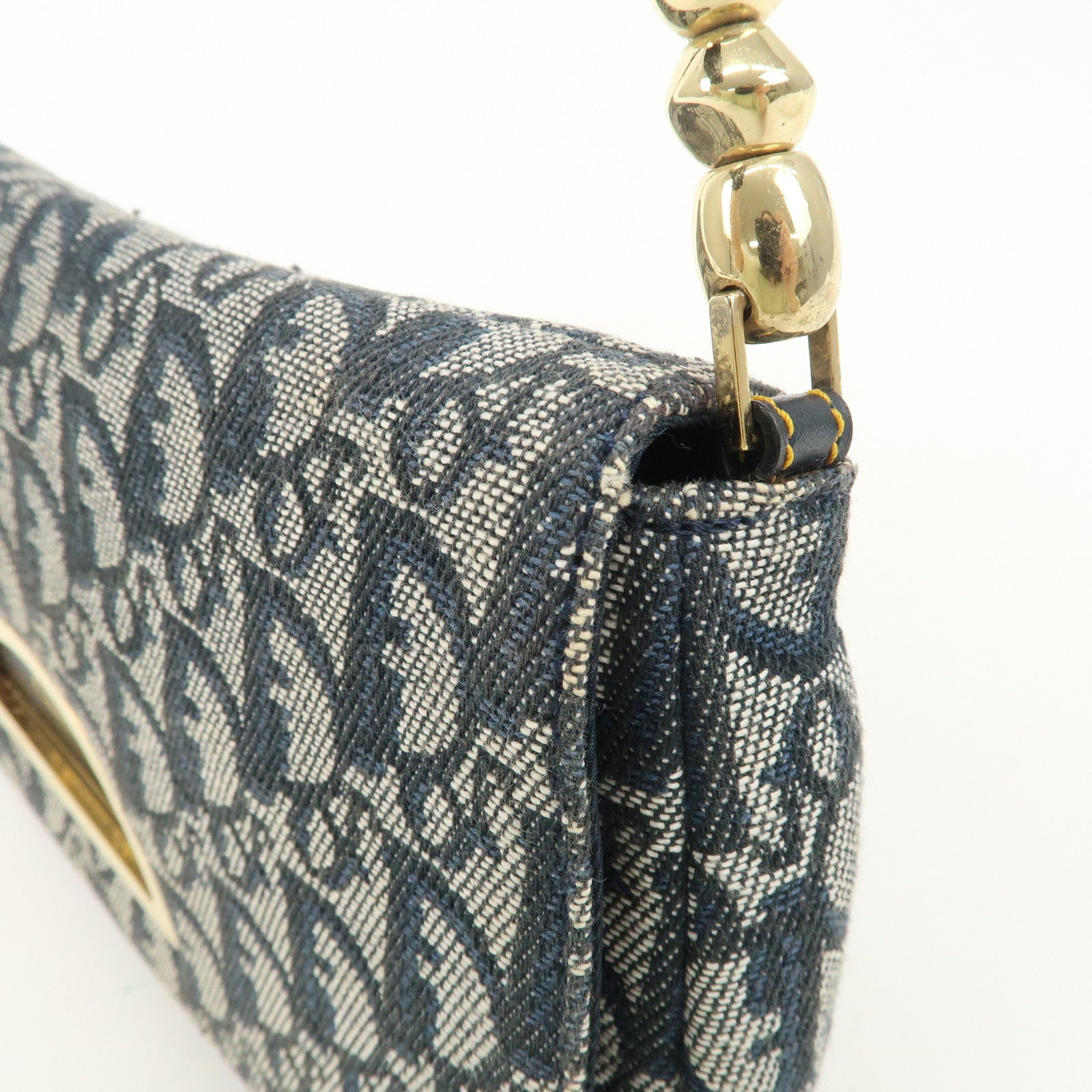 Christian Dior Maris Pearl Trotter Canvas Leather Shoulder Bag Used