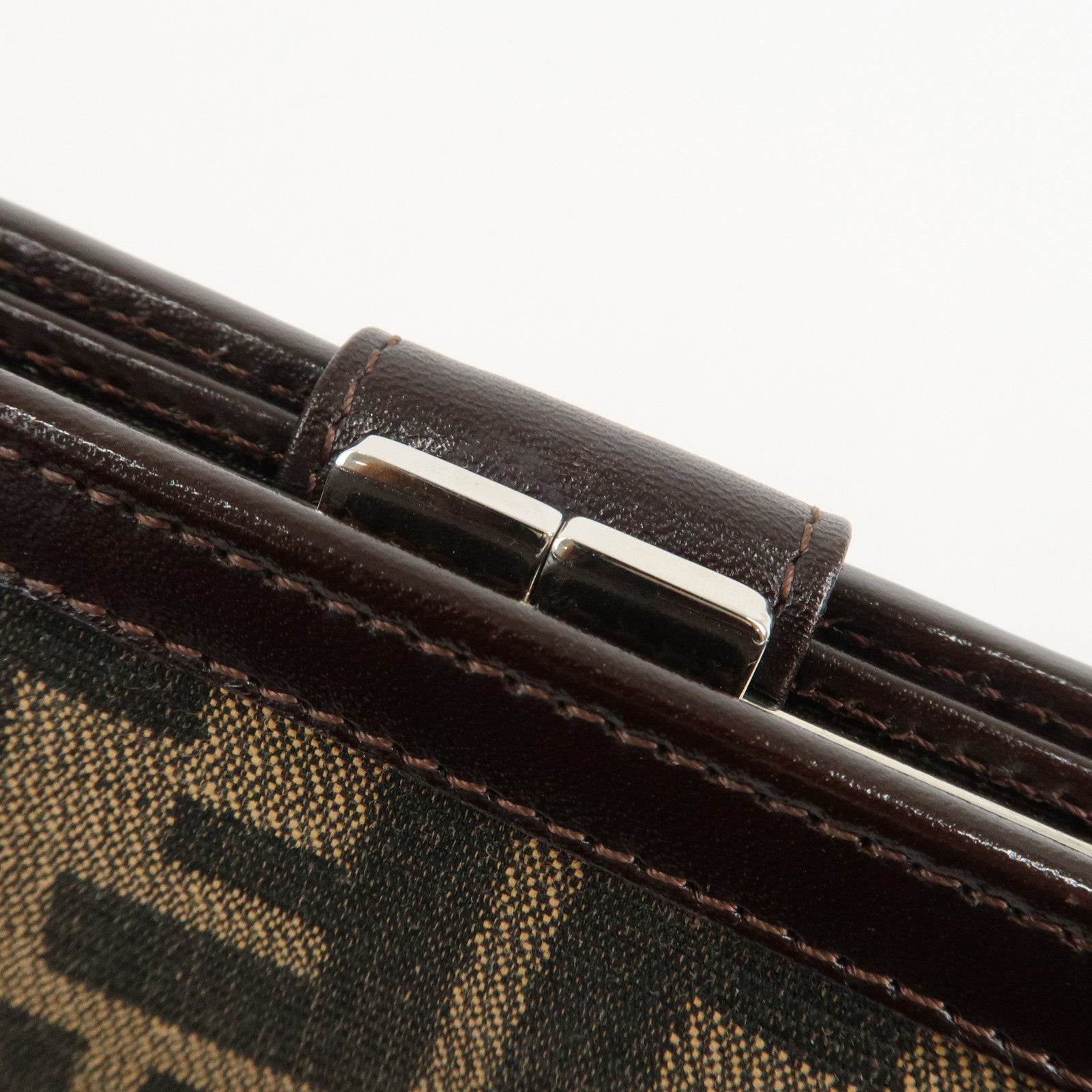 FENDI Zucca Canvas Leather Bifold Wallet Brown Black 1692 Used