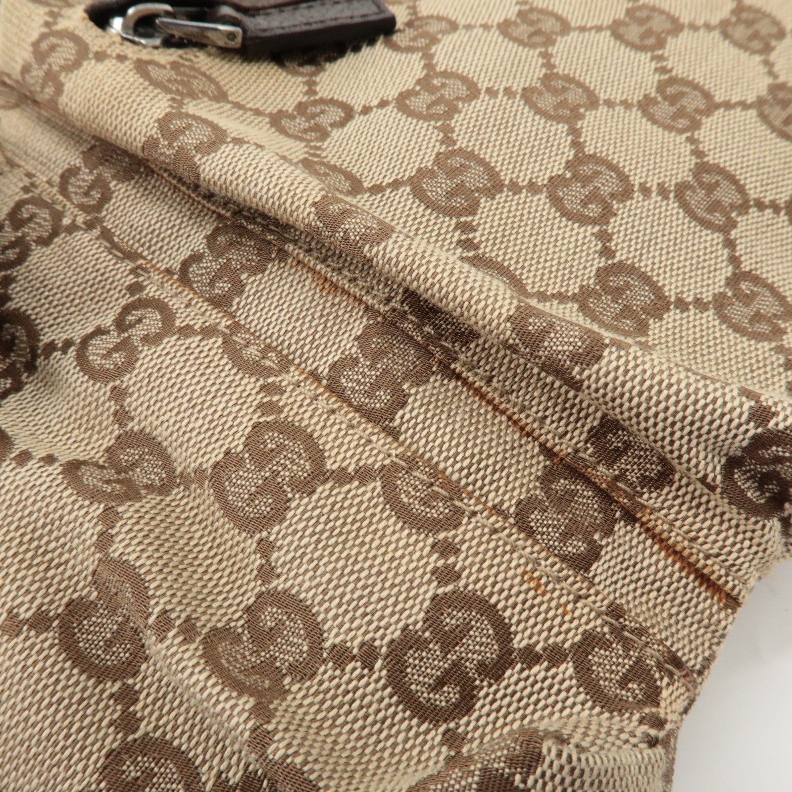 GUCCI GG Canvas Leather Waist Bag Crossbody Bag Beige Brown 28566 Used