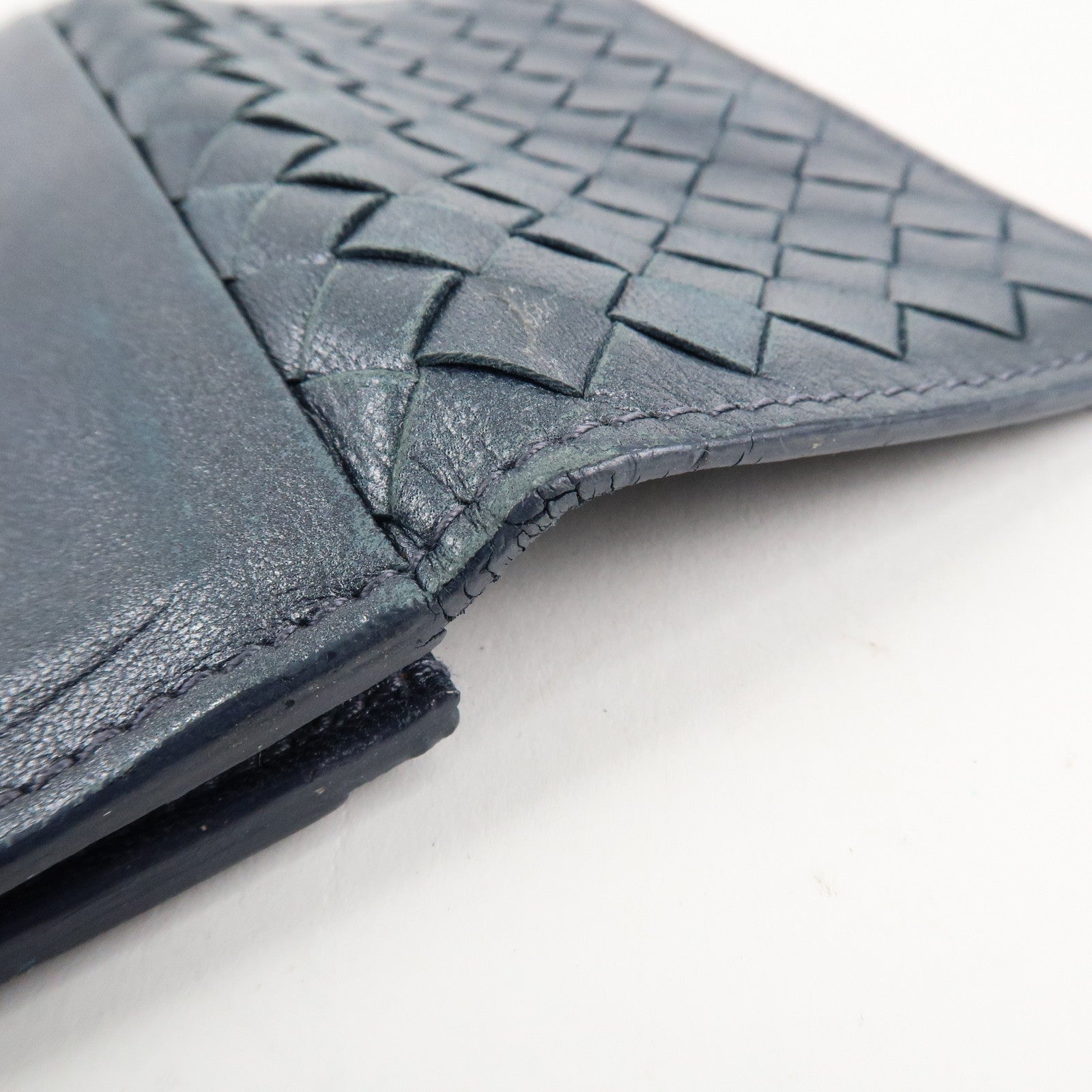 BOTTEGA VENETA Intrecciato Leather Card Case Gray 133945 Used