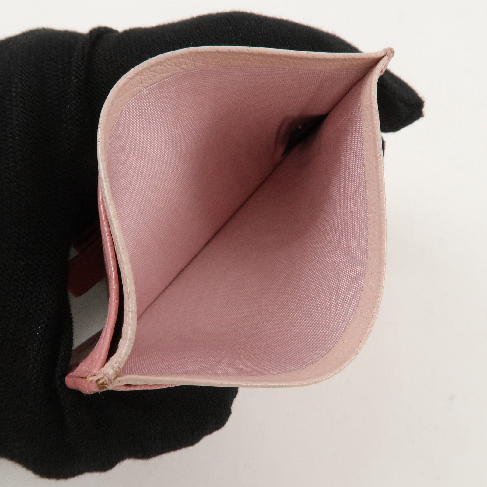 MIU MIU Leather Ribbon Card Case Pink Used