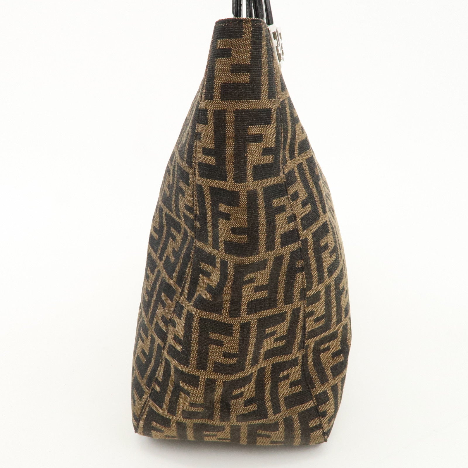 FENDI Zucca Canvas Leather Tote Bag Brown Black 26329 Used