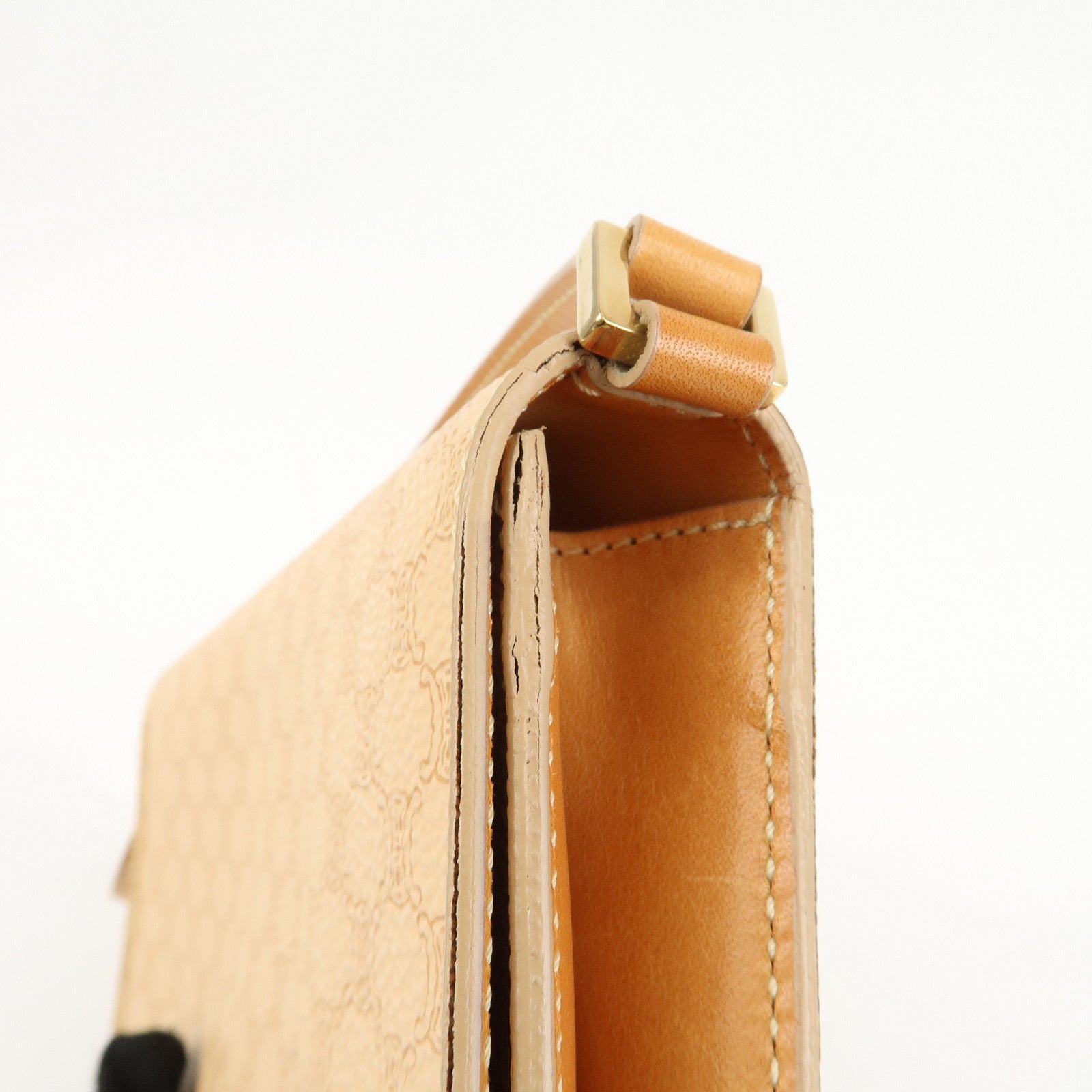 CELINE Macadam PVC Leather Shoulder Bag Hand Bag Beige Used