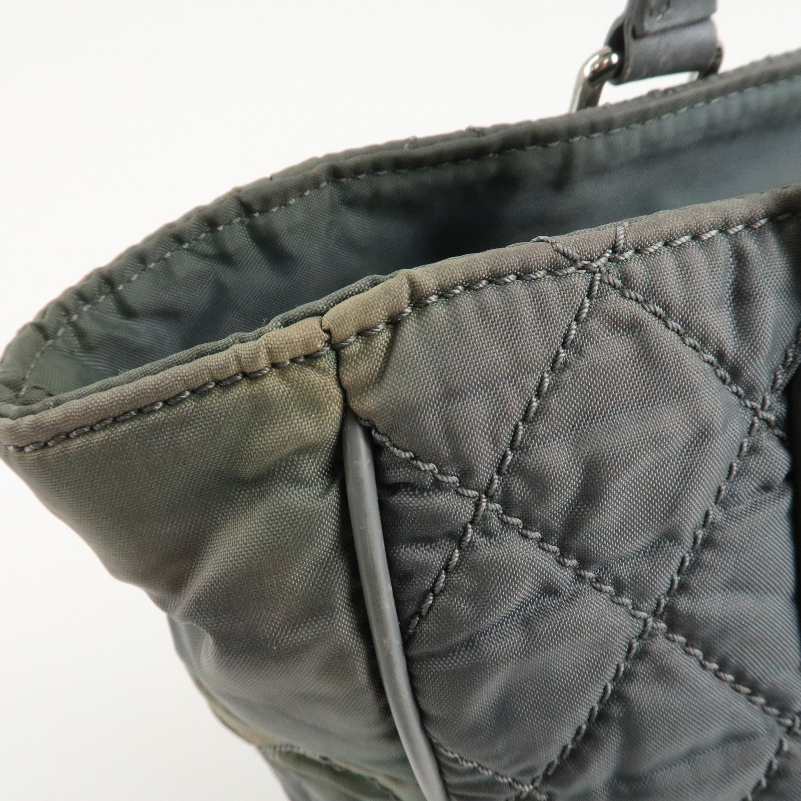 CHANEL Paris New York Line Wild Stitch Nylon Leather Tote Bag Used