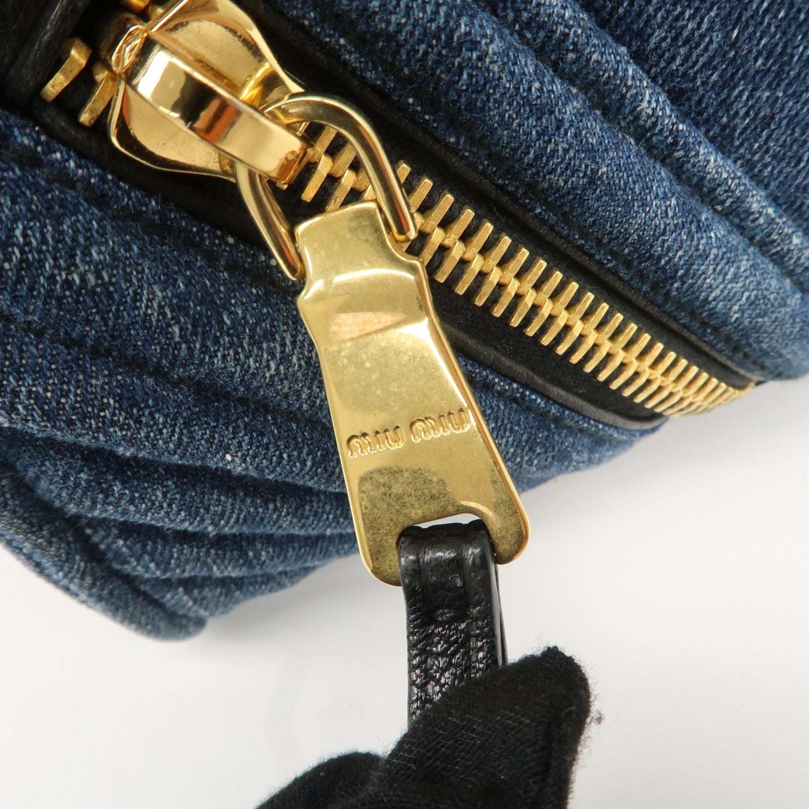 MIU MIU Denim Leather Biker 2WAY Bag Blue Black RN1031 Used