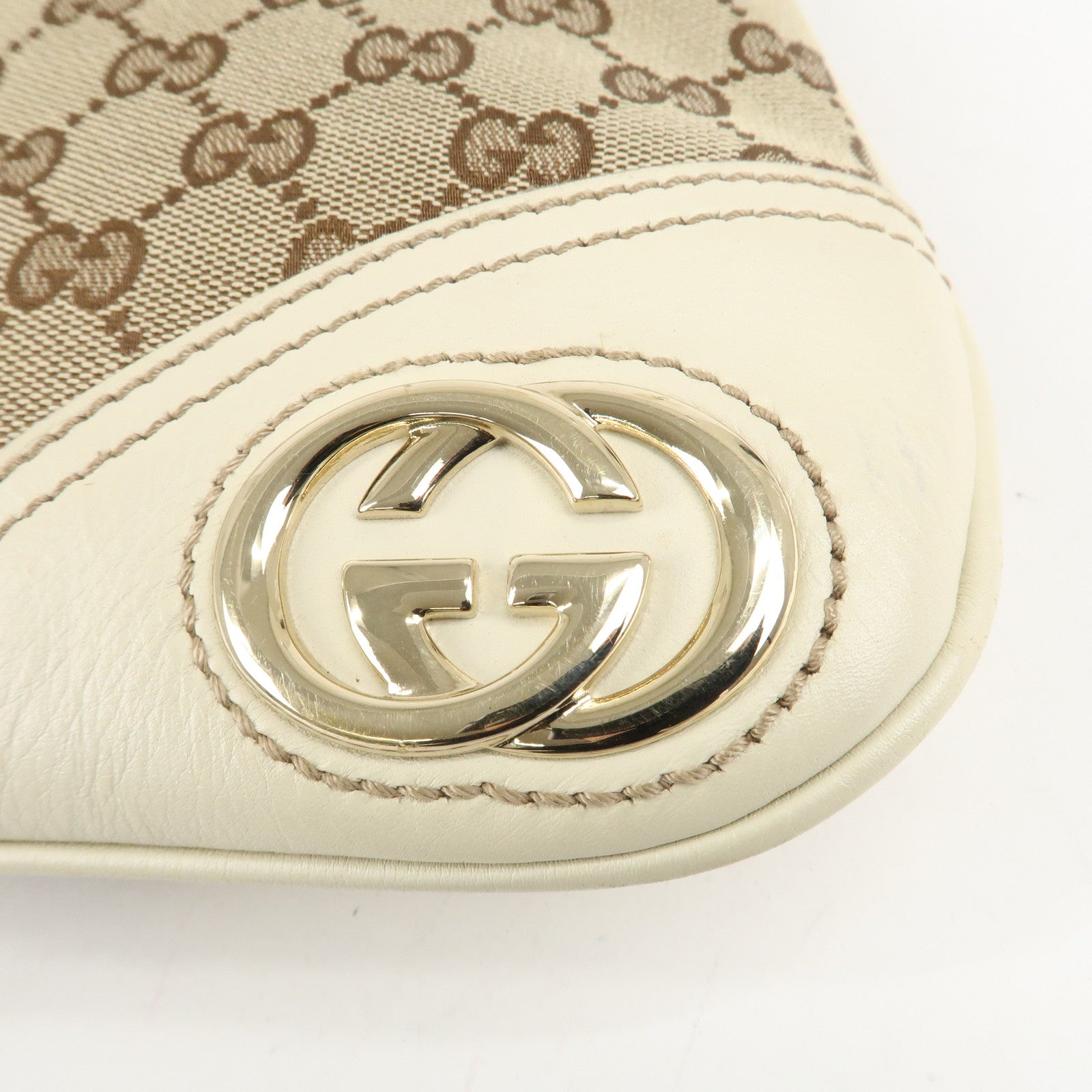 GUCCI New Britt GG Canvas Leather Shoulder Bag Beige Ivory 169947 Used