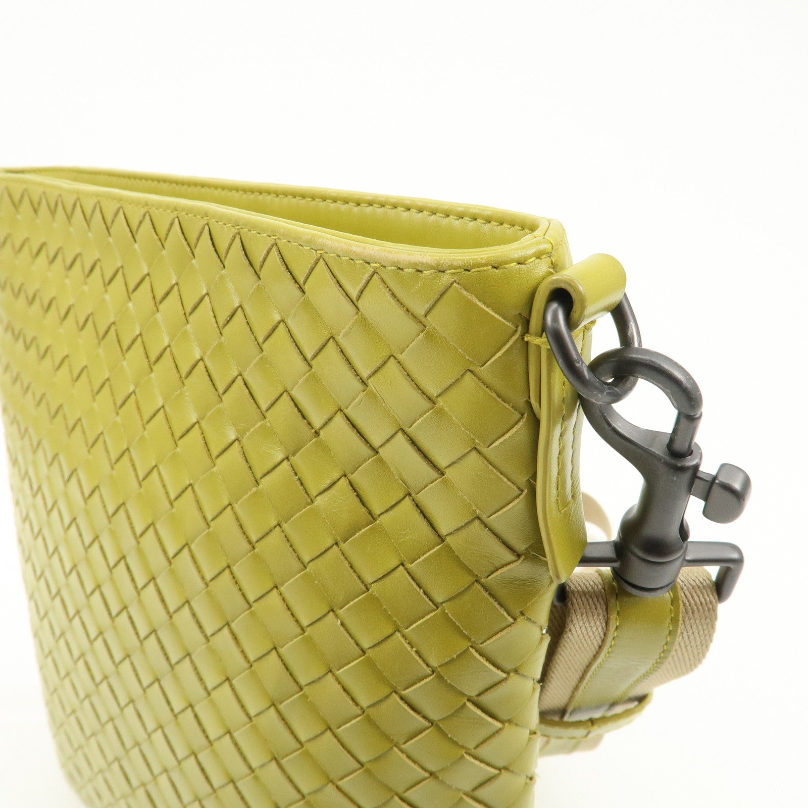 BOTTEGA VENETA Intrecciato Leather Shoulder Bag Yellow Used
