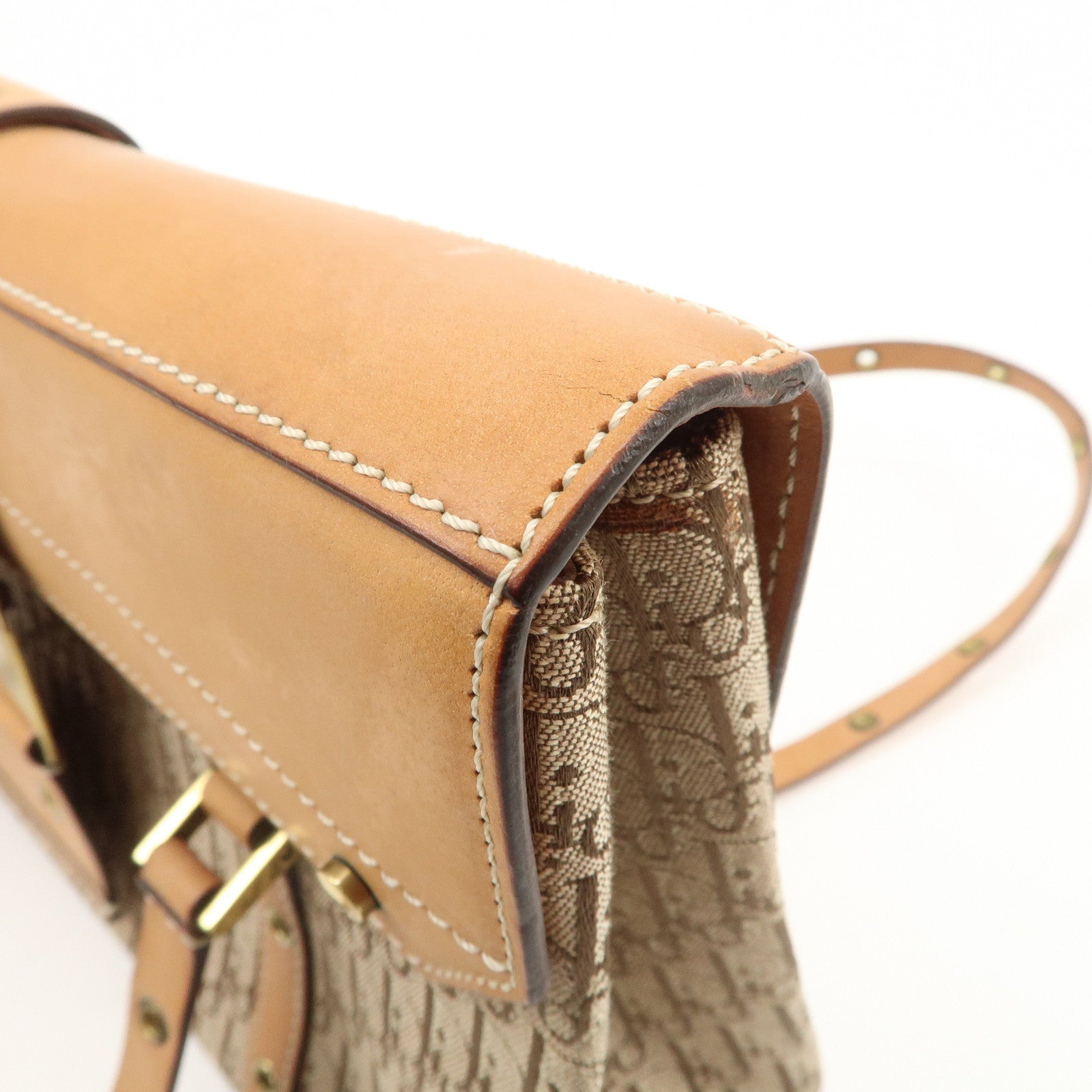 Christian Dior Trotter Street Chic Canvas Leather Shoulder Bag Used