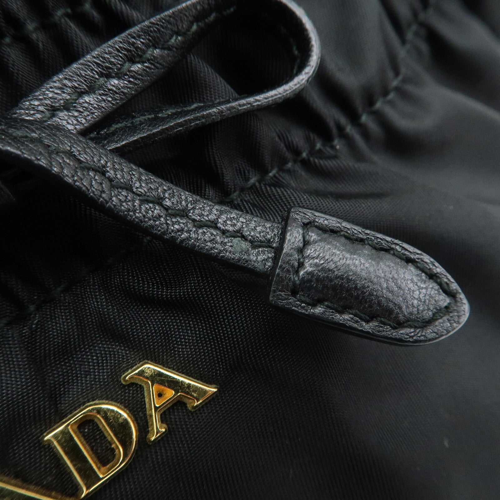 PRADA Nylon Leather Shoulder Bag Black Used
