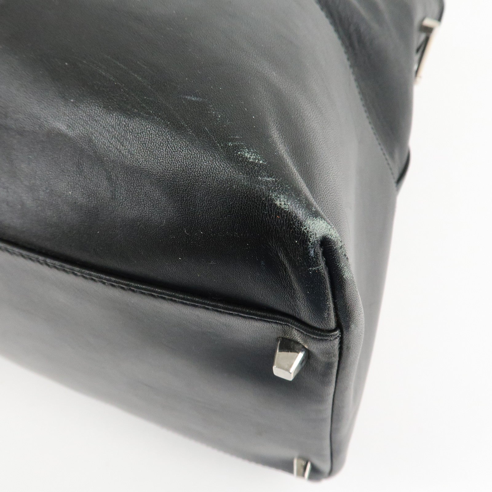 LOEWE Anagram Leather Boston Bag Shoulder Bag Hand Bag Black Used