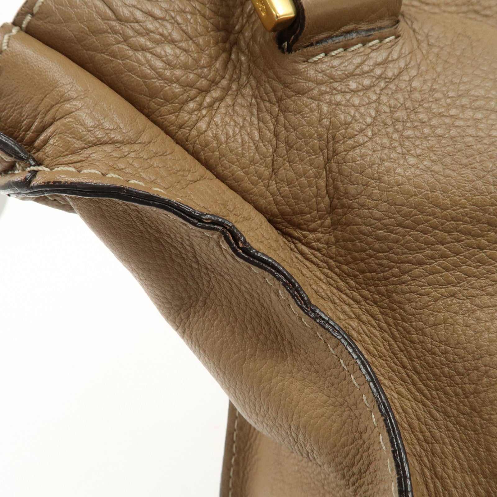 Chloe Marcie Leather Tote Bag Hand Bag Shoulder Bag Beige Used