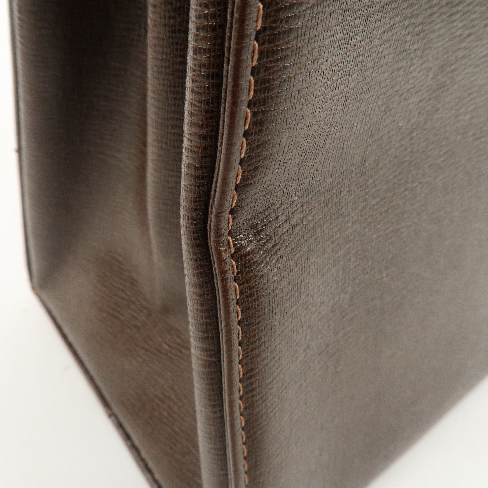 BURBERRY Leather Tote Bag Hand Bag Brown Gold Hardware Used