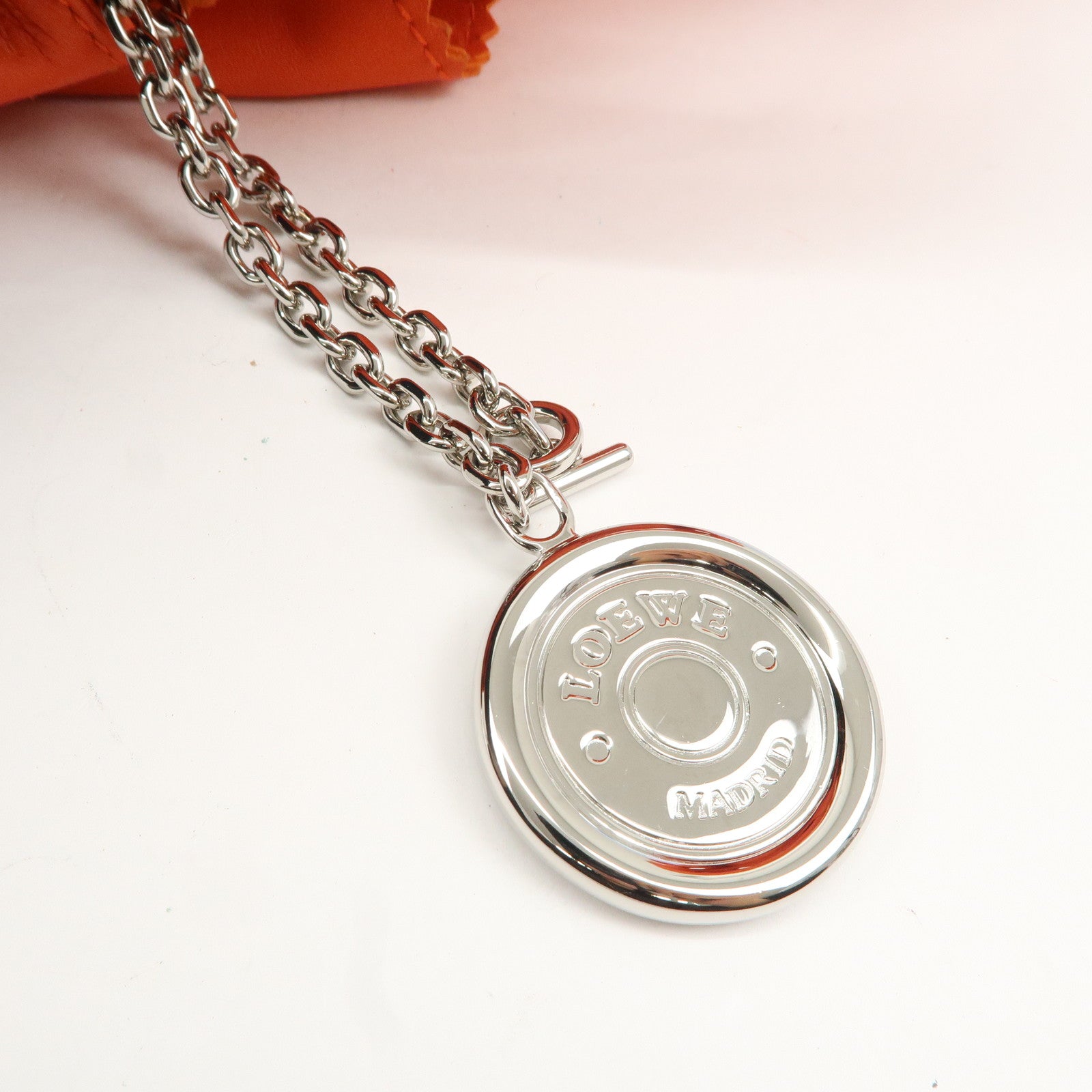 LOEWE Anagram Leather Nappa Aire Hand Shoulder Bag Orange Used