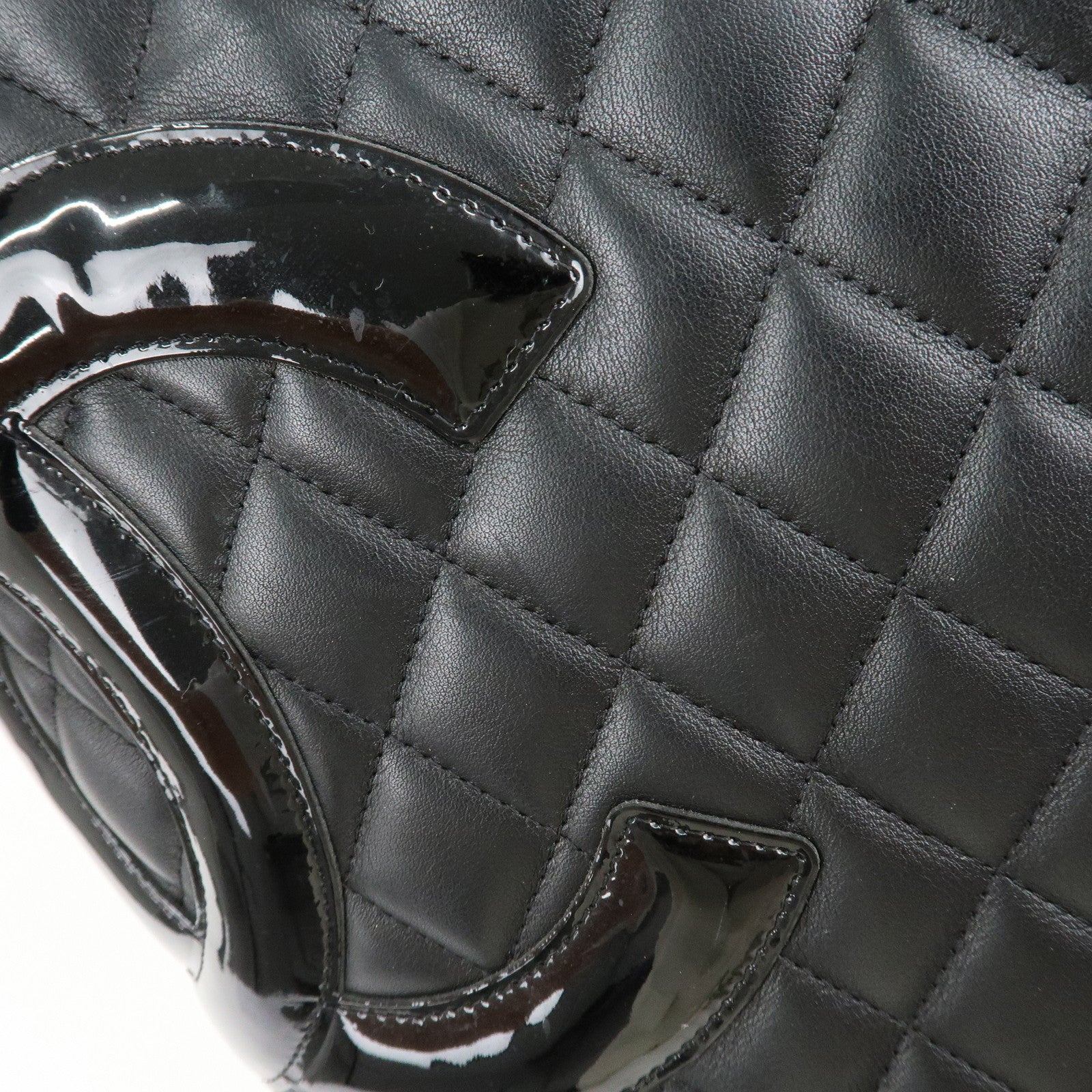 CHANEL Cambon Line Lambskin COCO Mark Large Tote Bag A25169 Used